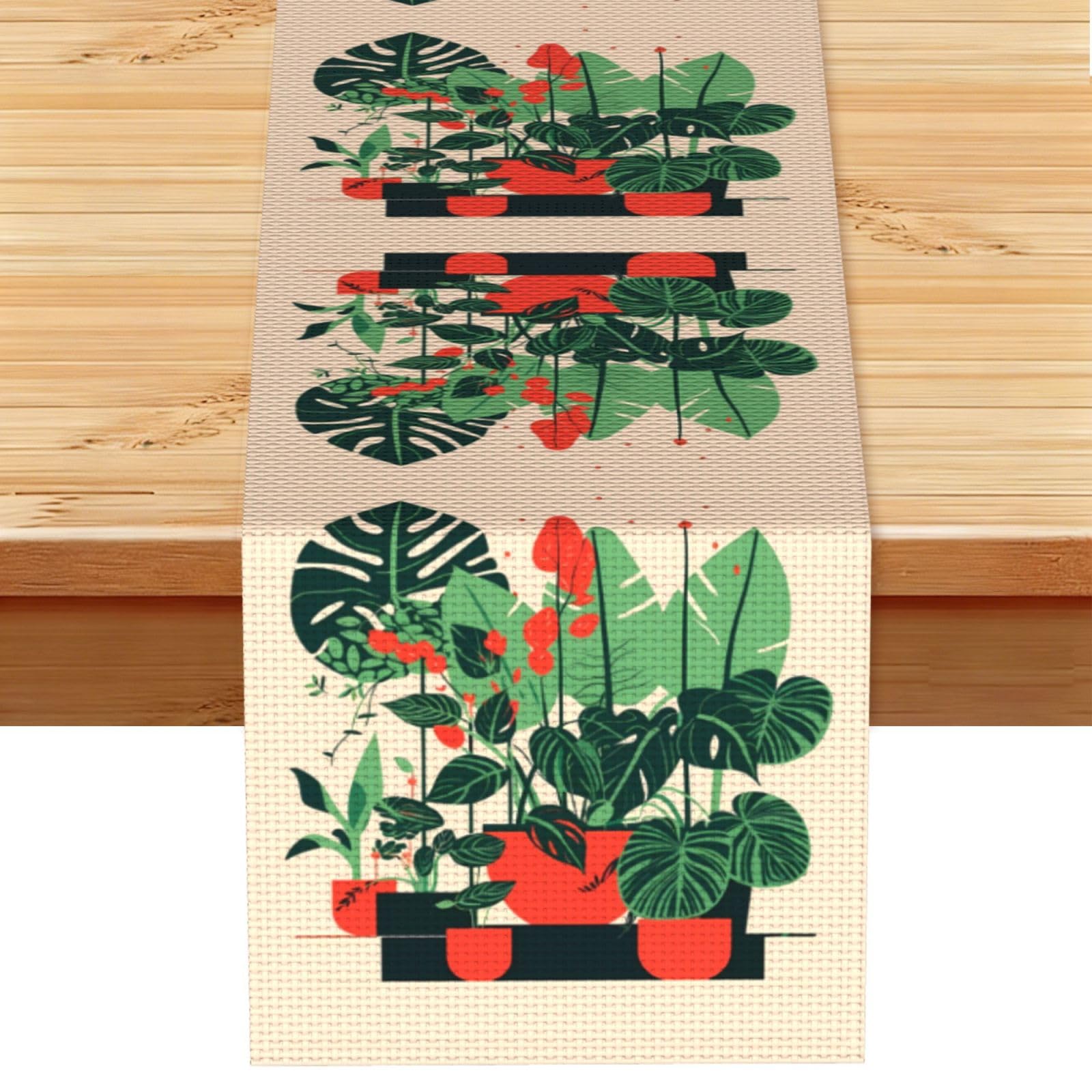Potted Turtleback Bamboo Linen Feel Table Runner Wedding Party Home Decoration