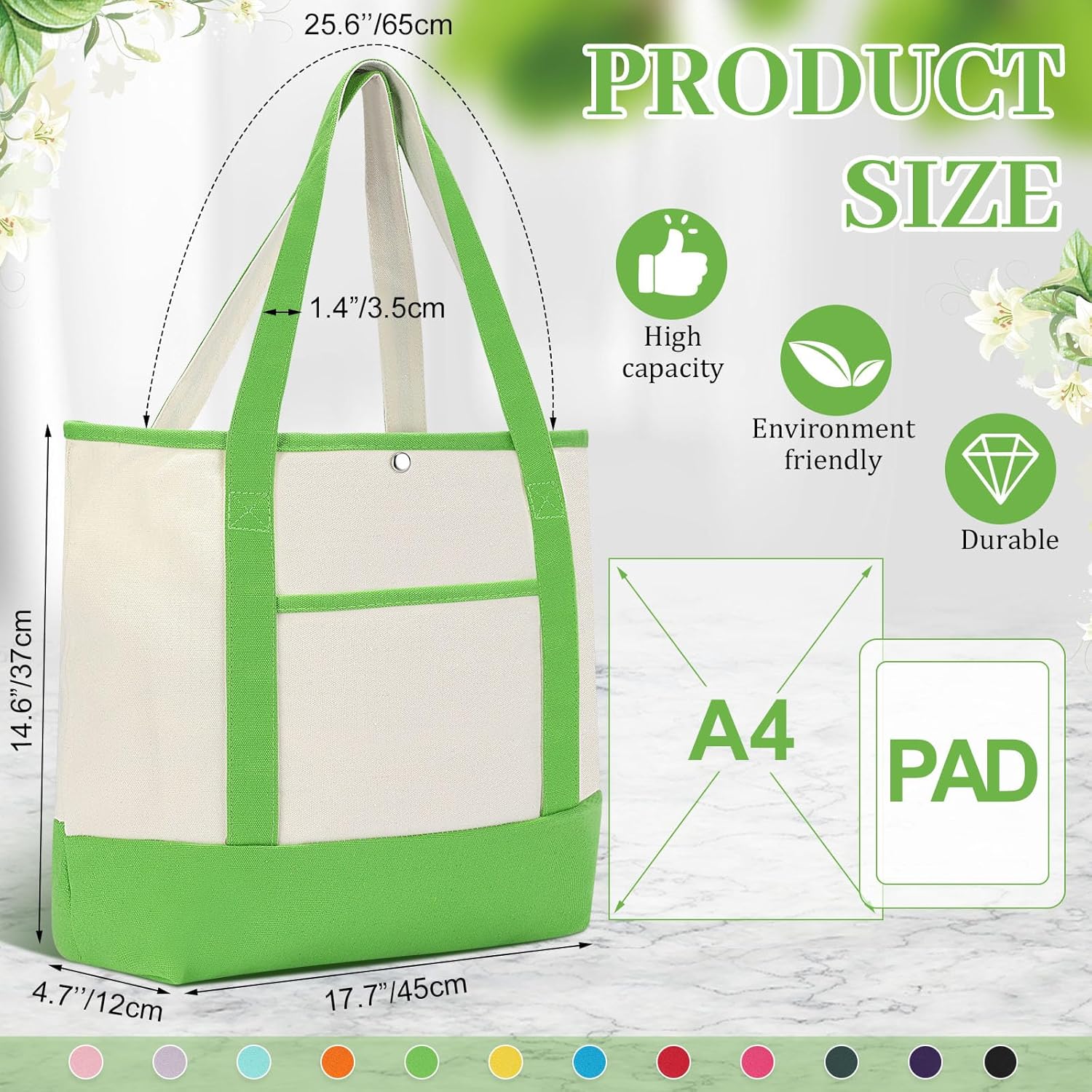 Sanwuta 12 Pack Canvas Tote Bag Bulk with Handles Pockets, Reusable Shopping Blank Tote Bags for Women Mom Teacher - Image 3