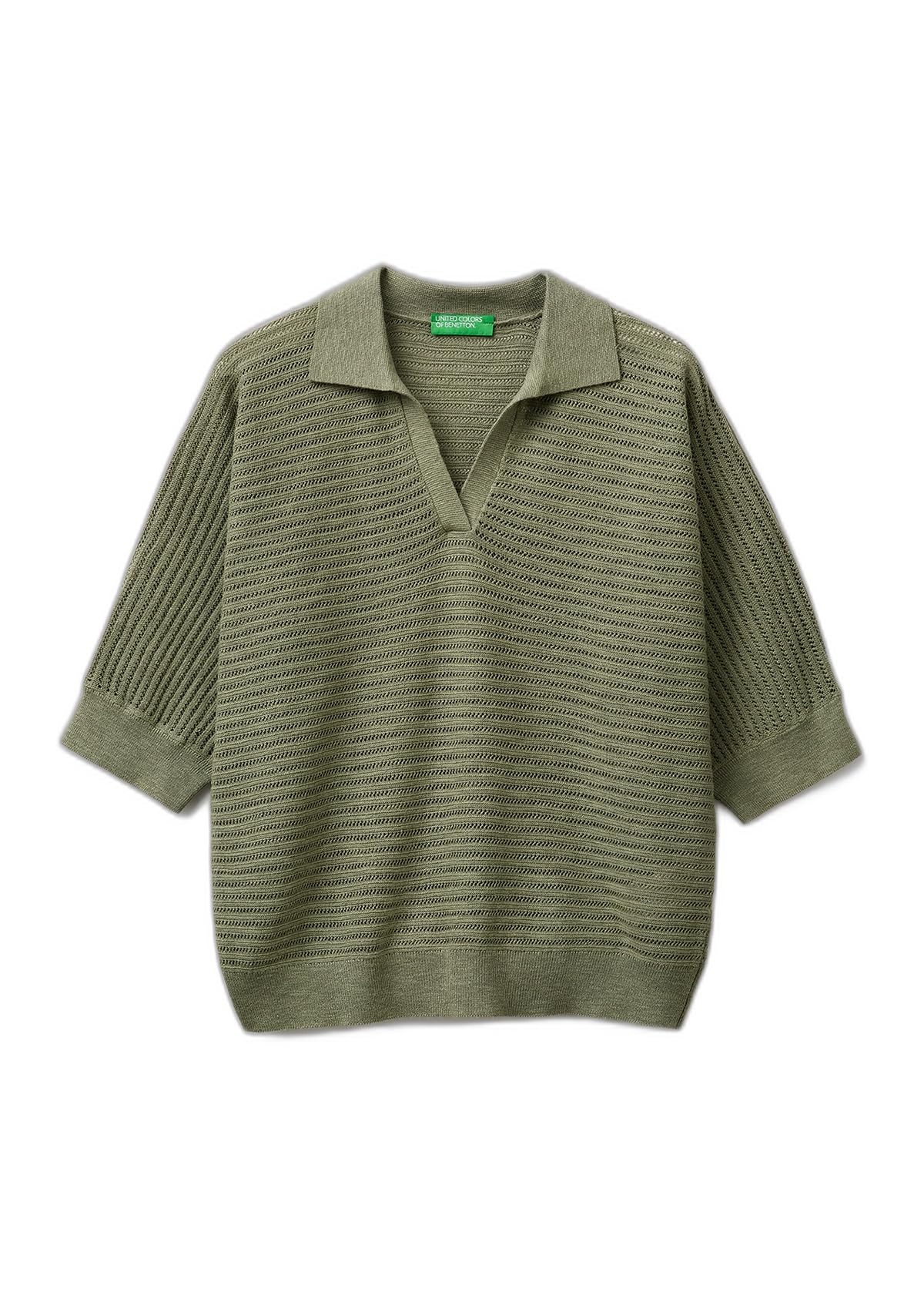 United Colors of Benetton Kadın Gömlek 1DC3D301N, Zeytin Yeşili 26 K