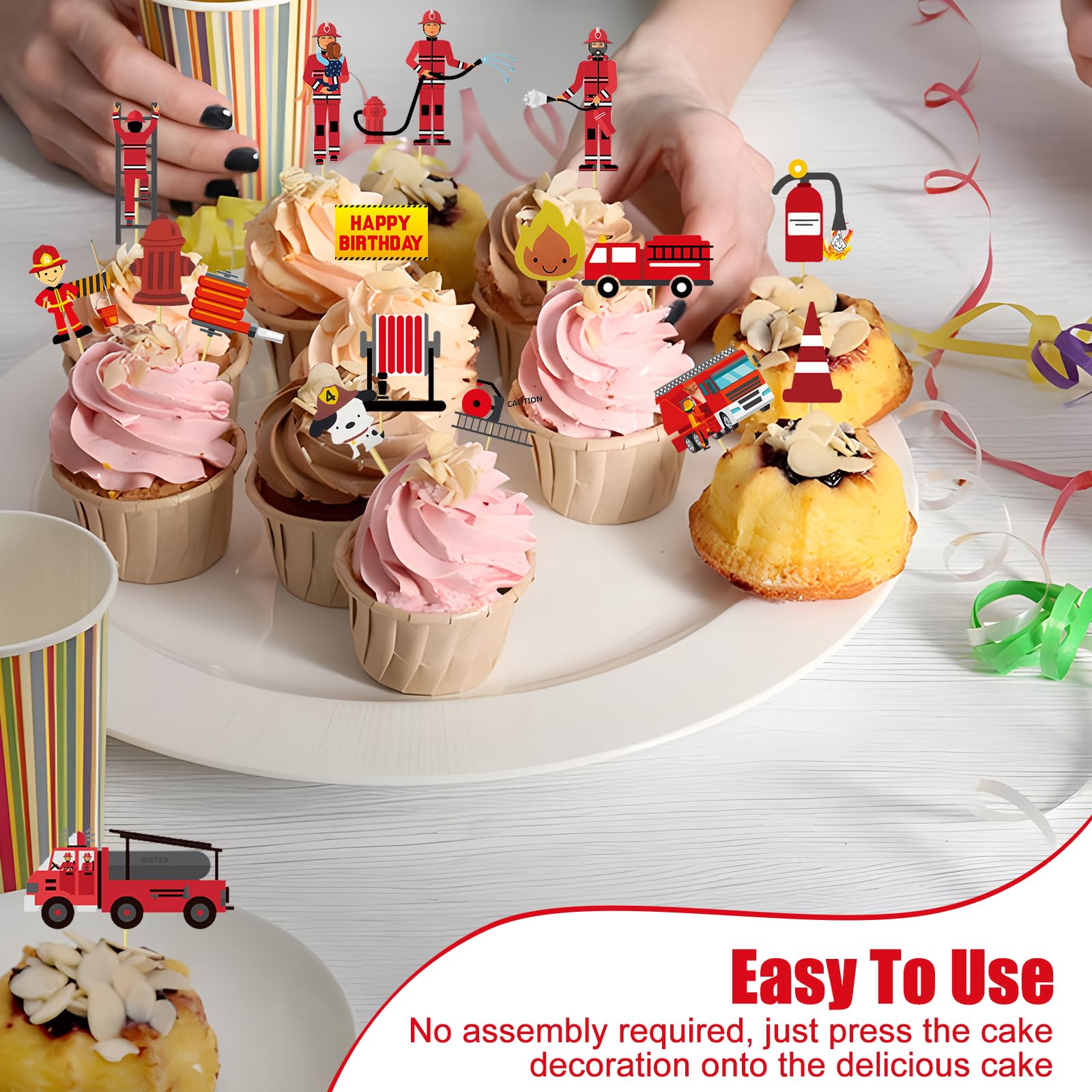 Decorazioni Torta Pompiere - Cake Topper Con Camion E Figure, Per