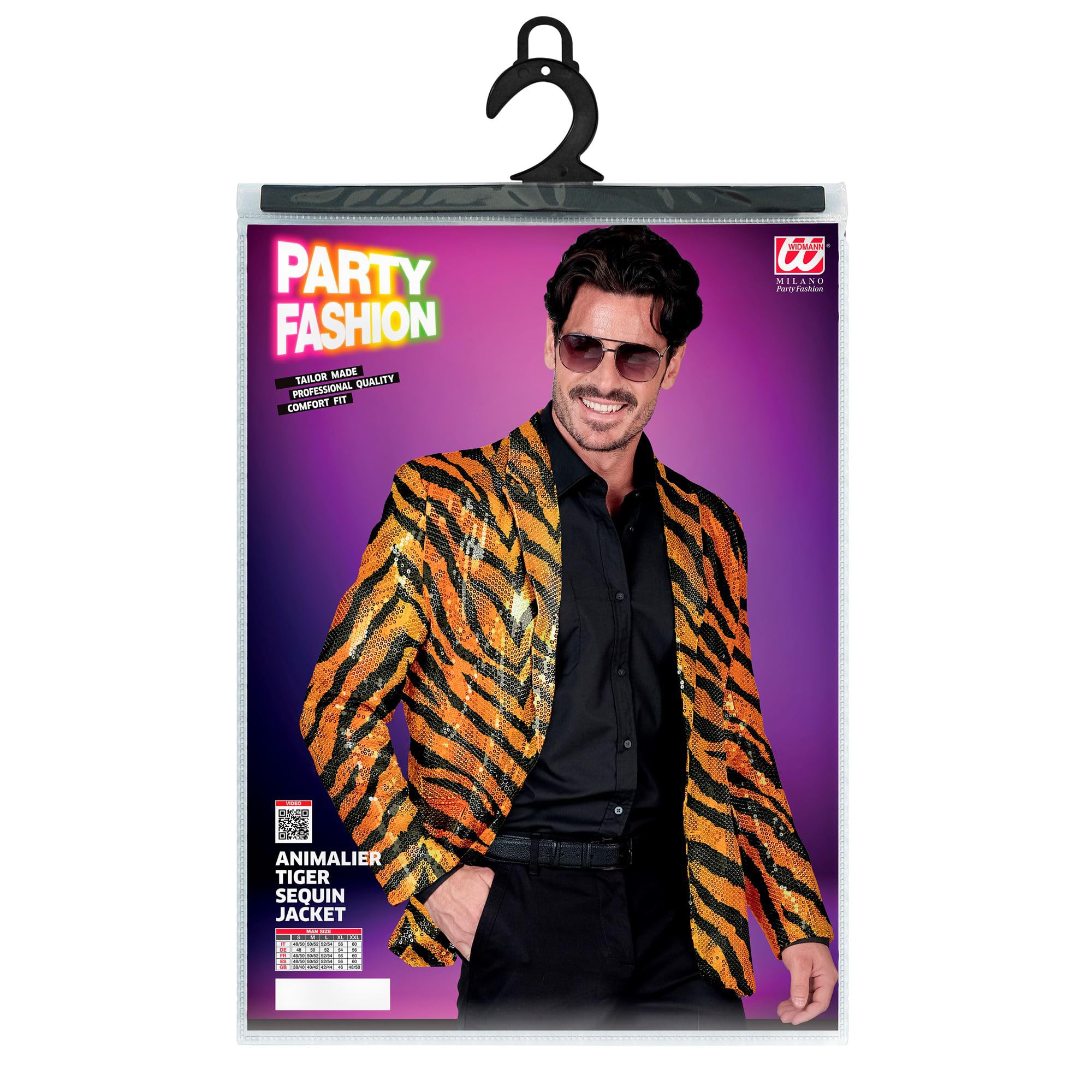 W WIDMANN MILANO Party Fashion - Giacca da uomo con paillettes, blazer disco anni '70, giacca da completo per festival e carnevale