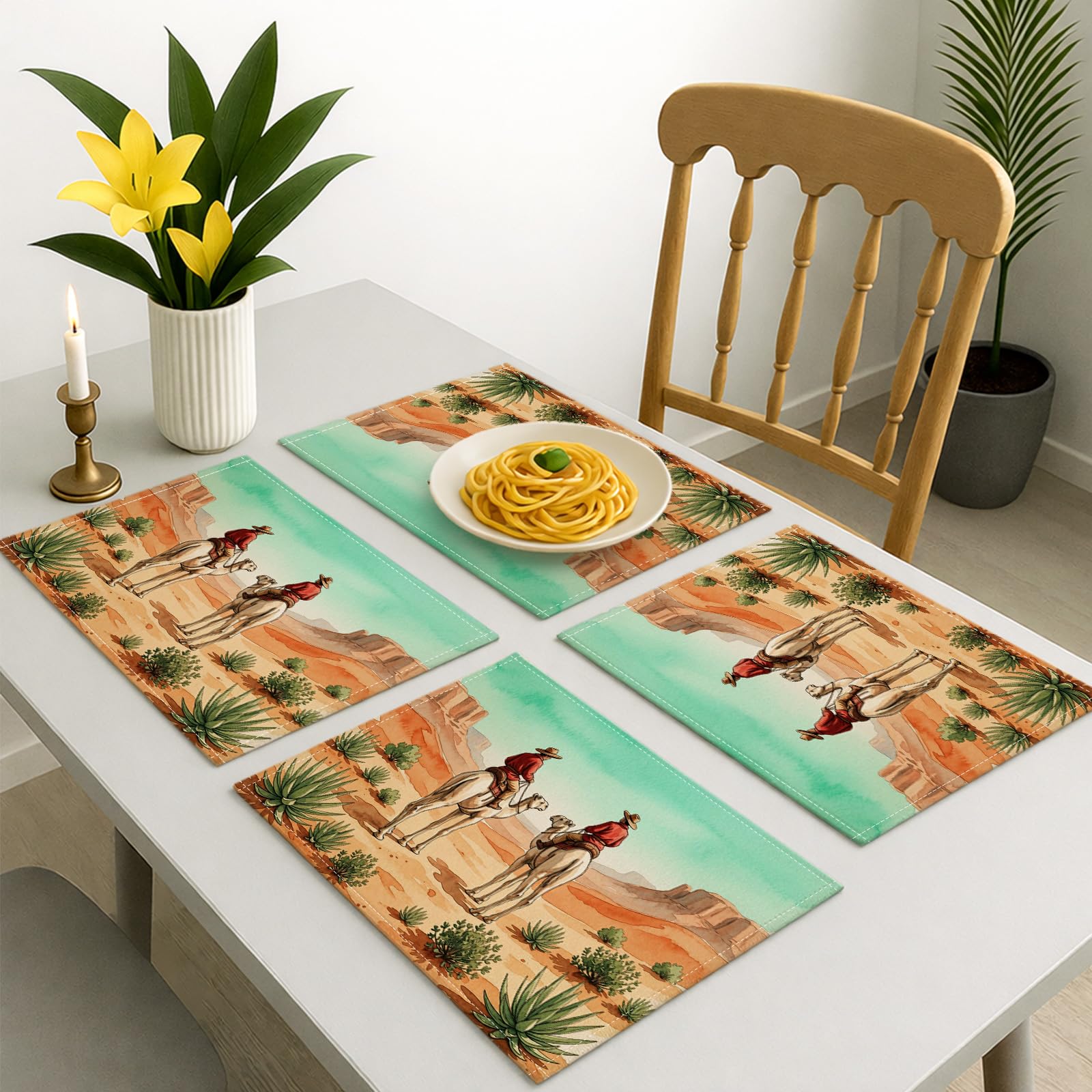 Desert Camels zestaw 4 podkładek, vintage, western, antypoślizgowe