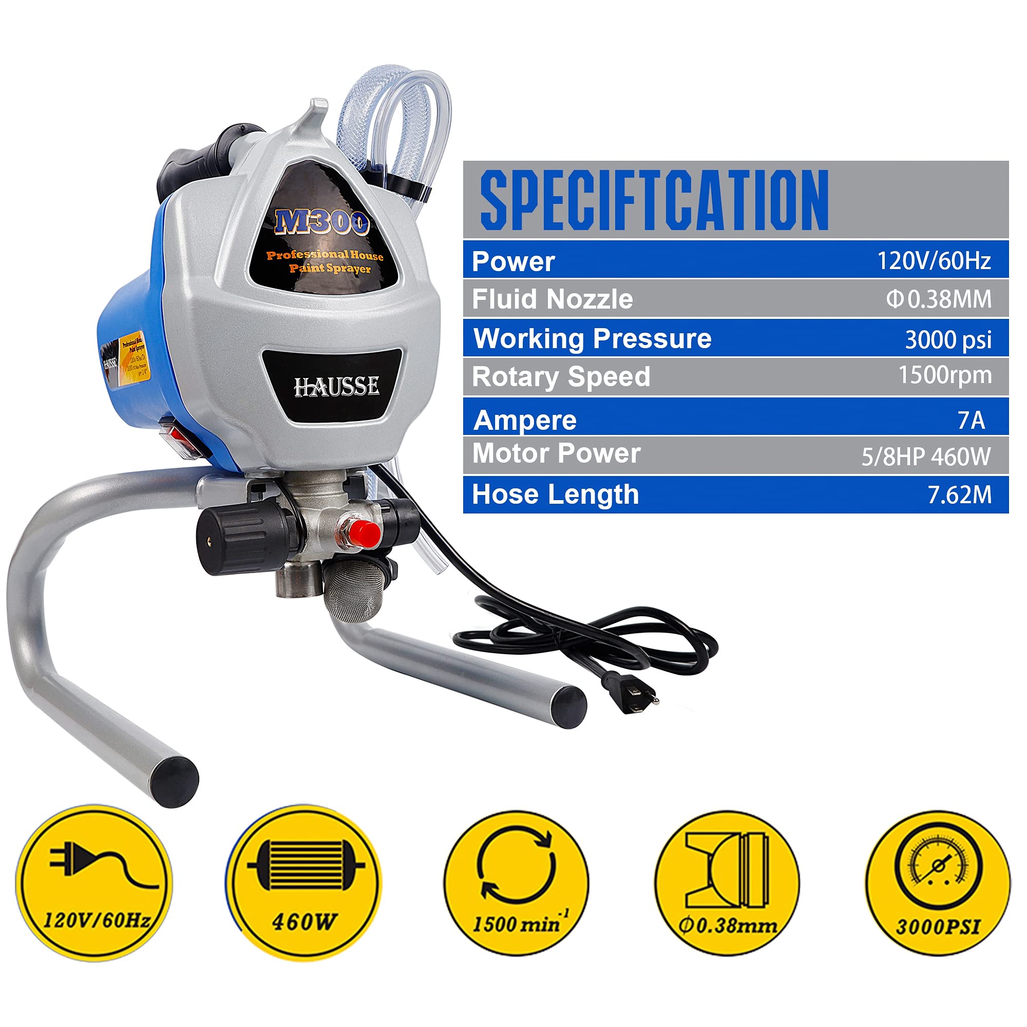 Hausse Electric Airless Paint Sprayer Spray Gun, 3000PSI Project