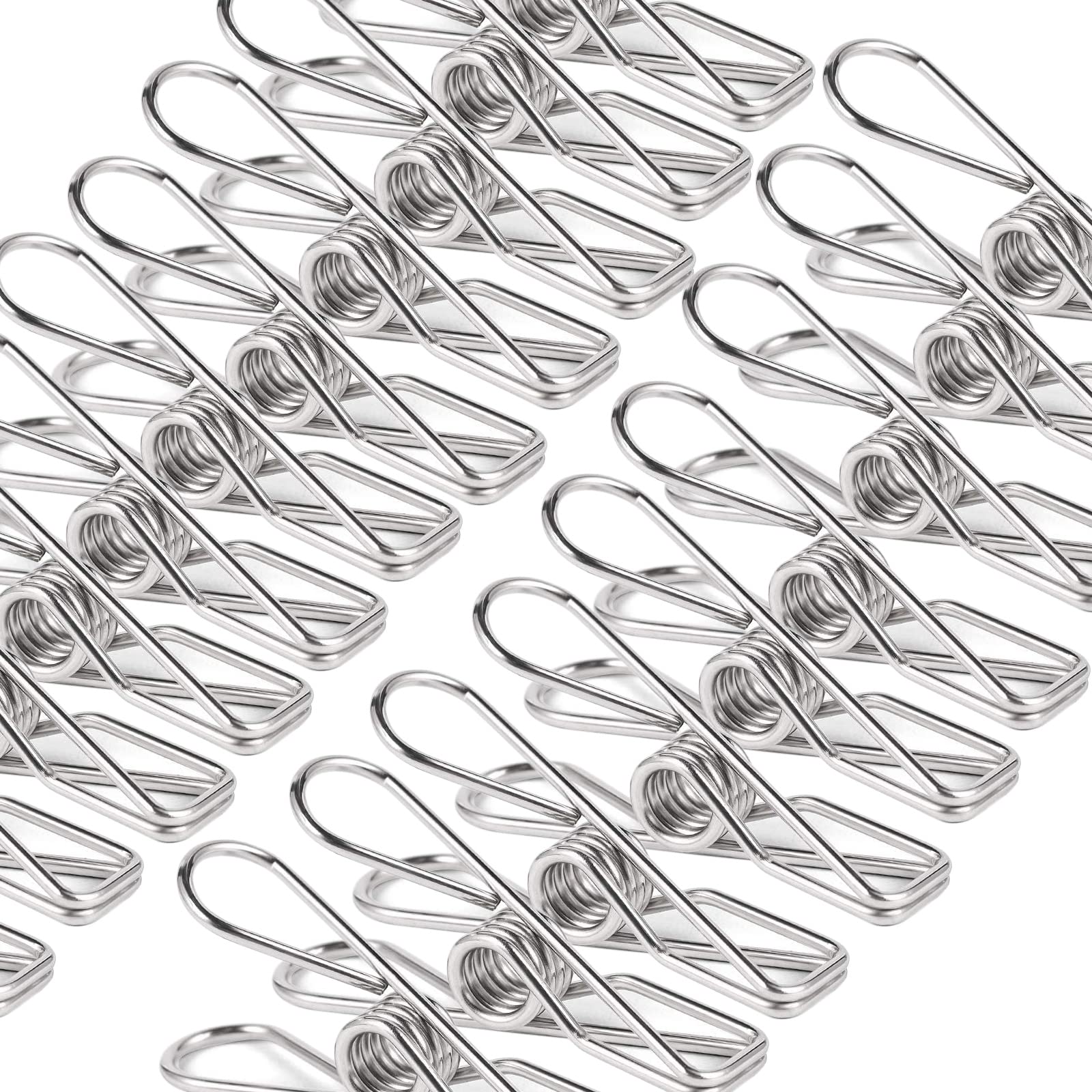 Yuroochii 60 Pack Stainless Steel Clothespins Stainless Steel Clothes Pegs Heavy Duty Metal Clothes Pins for Laundry Drying Outdoor Rustproof (8.5cm X 20 & 5.8cm X 40)