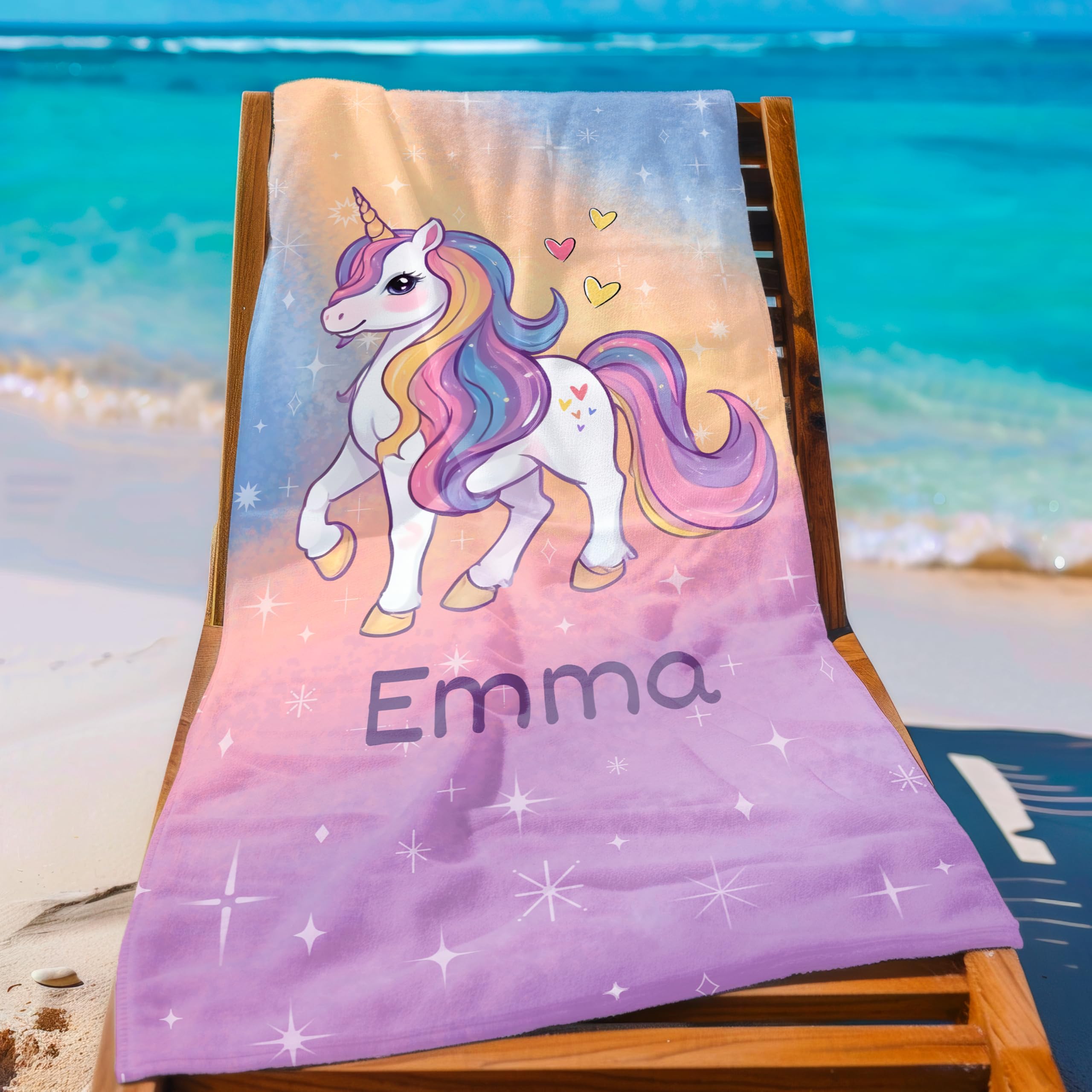 True Statements Handtuch mit Namen „Einhorn“ – EIN einzigartiges, bedrucktes Handtuch als persönliches Geschenk für Kinder, Mädchen und Beste Freundinnen! (Pastel Einhorn, 70 x 140 cm)