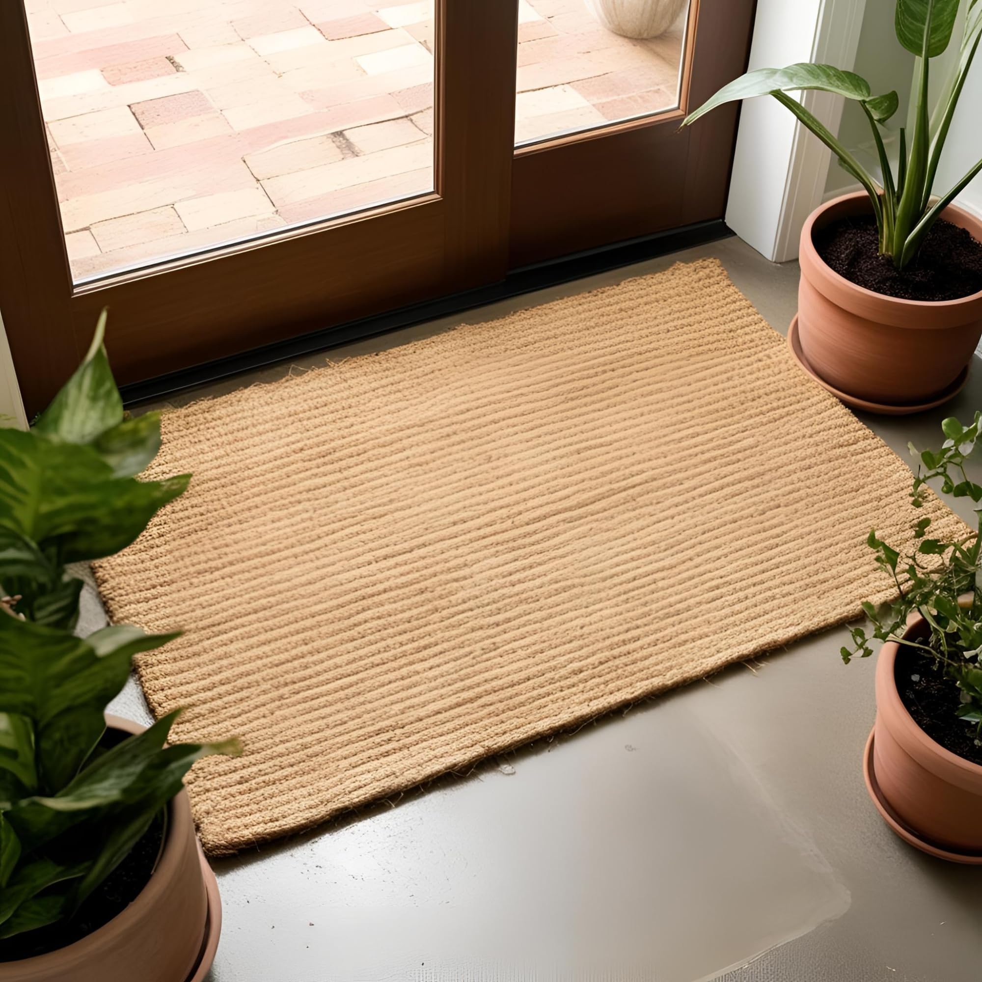 Photo 1 of Rekulgi Jute Rug – Circle Rug 3ft, Boho hand woven round Area rugs for living room, kitchen, under dining table | Farmhouse outdoor indoor no shed natural jute braided beige colored throw Rugs, 3x3 Ft