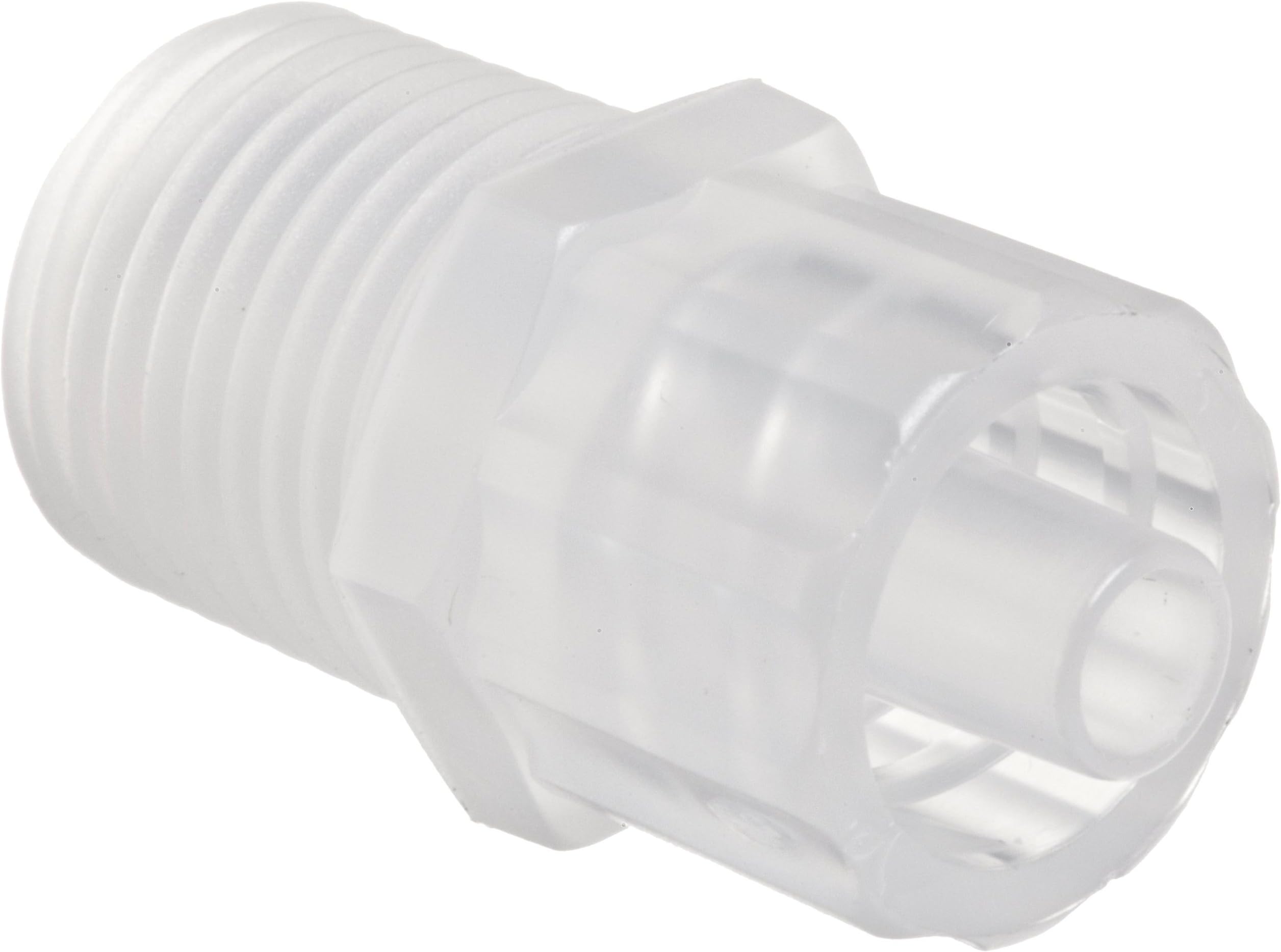 Value Plastics 18MTLL-6 Male Luer Integral Lock Ring with 7/16" Hex to 1/8-27 NPT Thread, Natural Polypropylene (25-Pack)