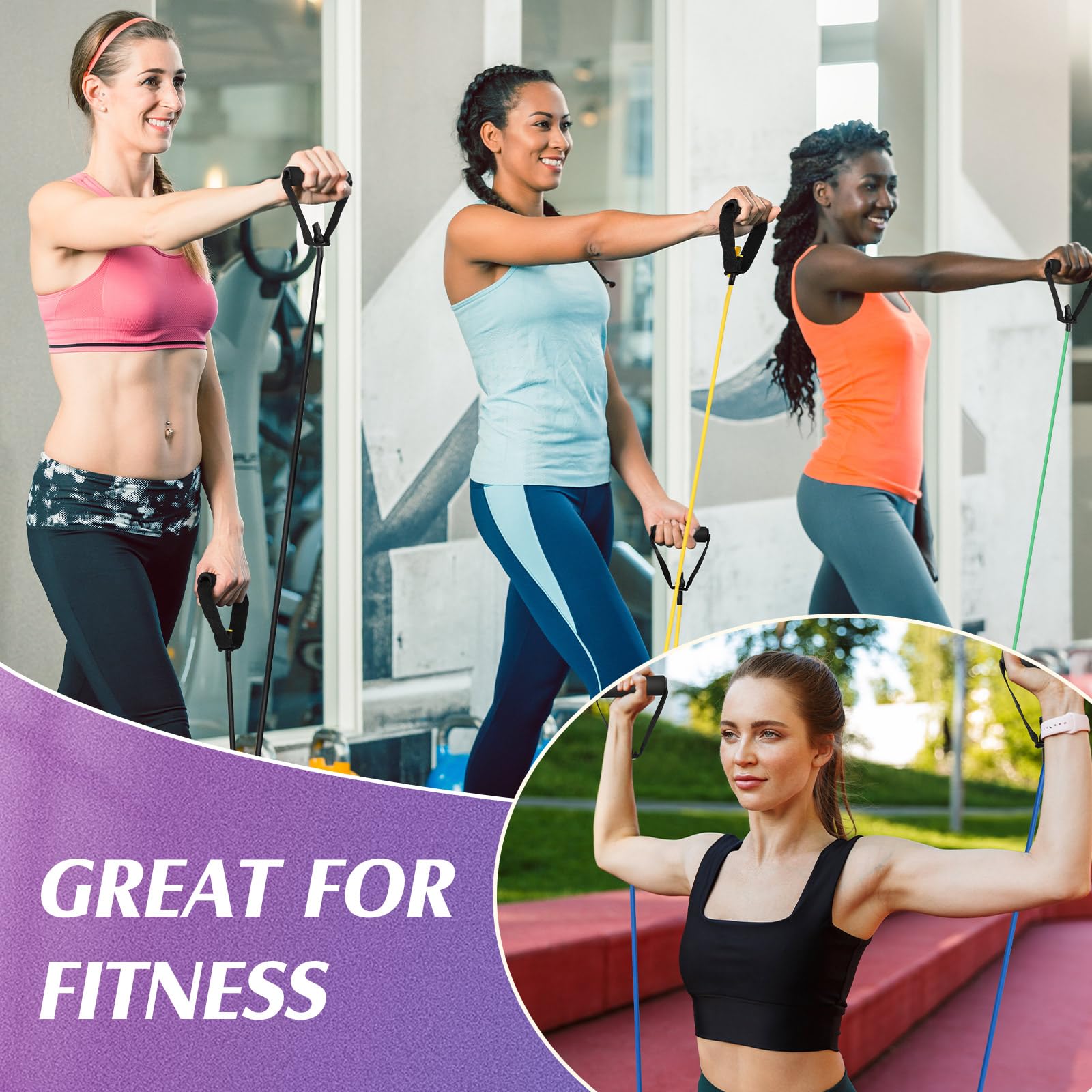 Shappy Juego de 10 bandas de resistencia con asas, banda de tubo de ejercicio, bandas de resistencia, bandas elásticas para ejercicio, mujer, hombre, entrenamiento, terapia física, entrenamientos de