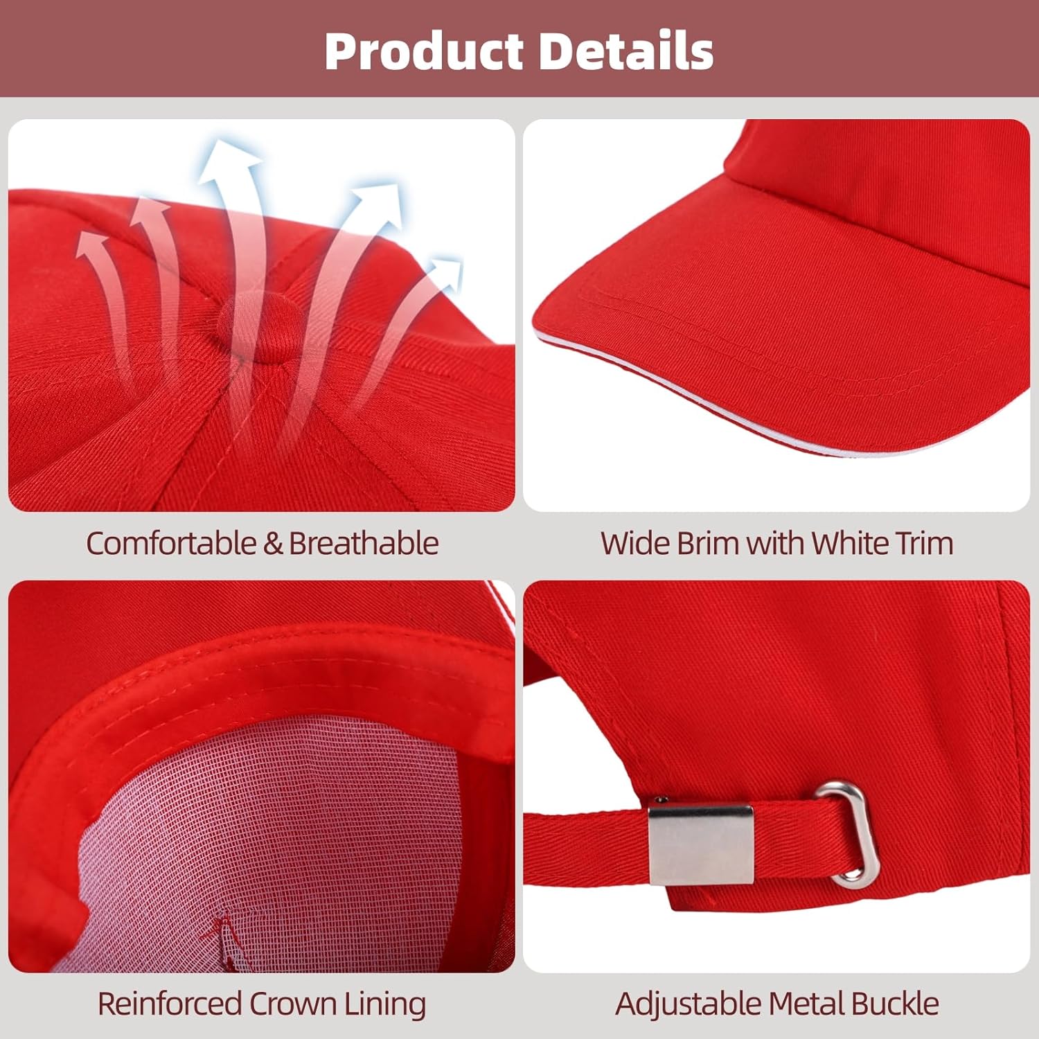 Bulk 12 Pcs Red Kids Baseball Hats, Cotton Adjustable Blank Caps With Metal Clasp, Diy-Ready For Embroidery, Youth Team Gear, Fits 18.9–22.0 In