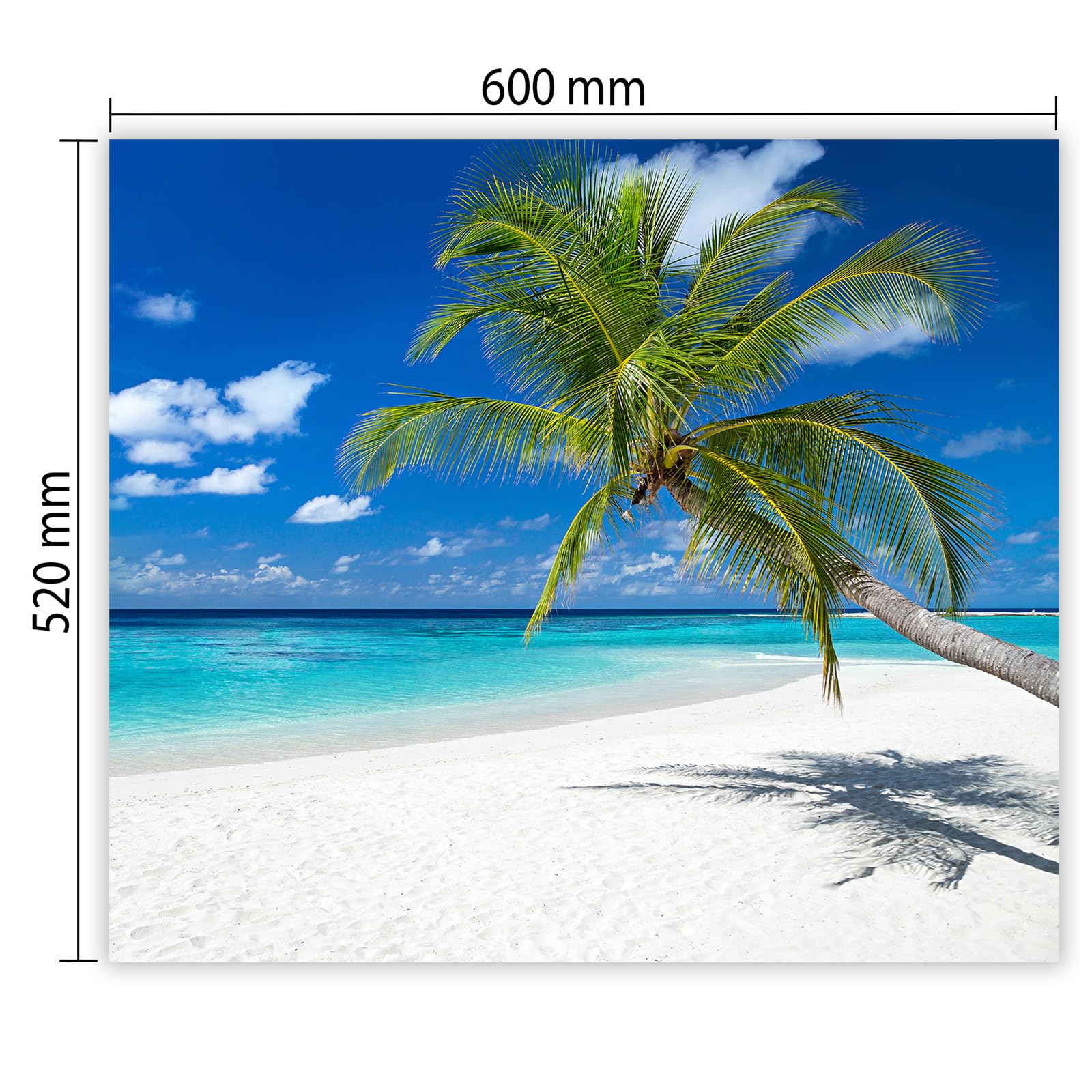 Protection plaque de cuisson, vitrocéramique, verre trempé, pour cuisinières électrique, à induction,planche à découper 60x52 cm une pièce Beach Sea Blue (107152)