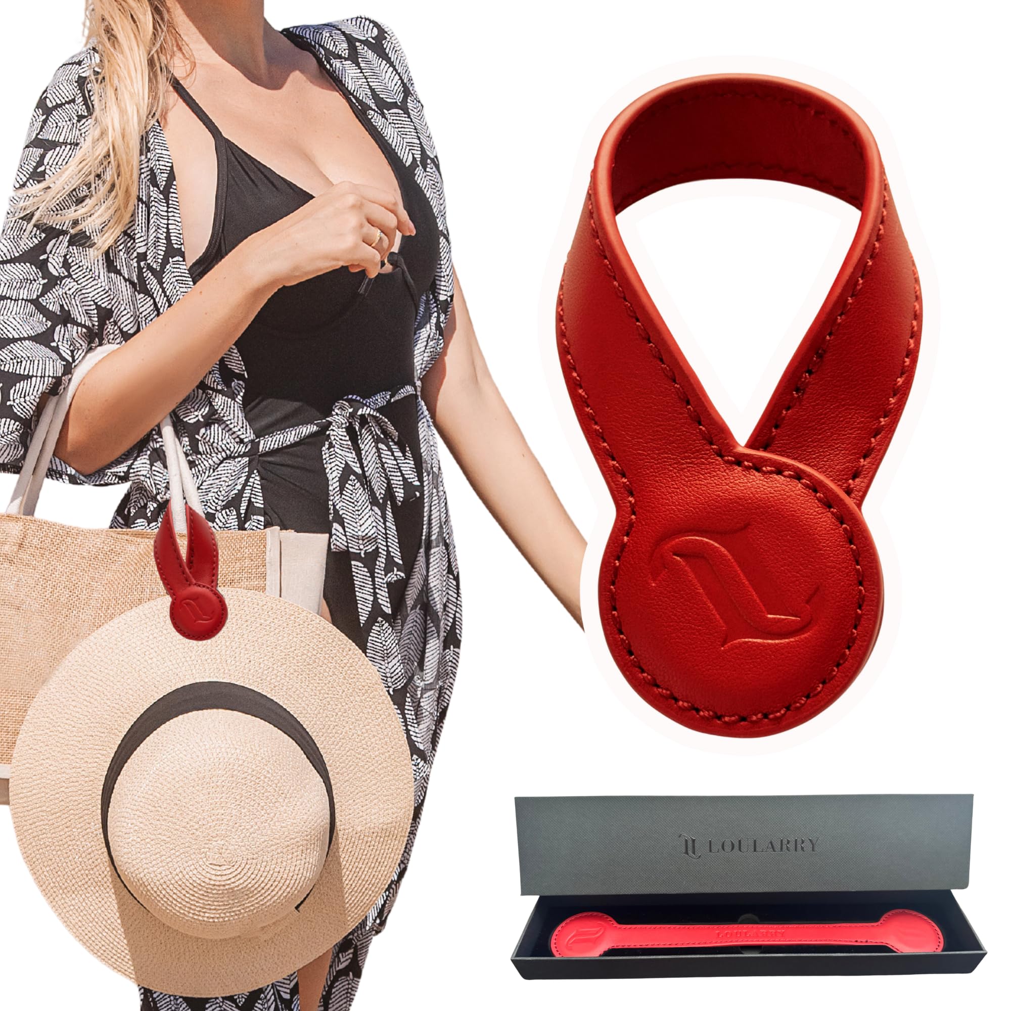 LOULARRY Magnetic Hat Clip for Travel on Bag | Fashionable Travel Accessories For Women | Leather Hat Holder With Strong Magnet For Handbags, Purses,