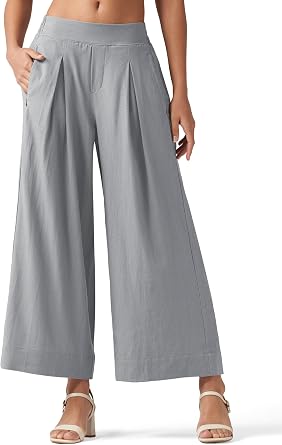 Willit Womens Linen Pants Wide Leg Casual Beach Summer Pants Palazzo Lounge Pants with Pockets
