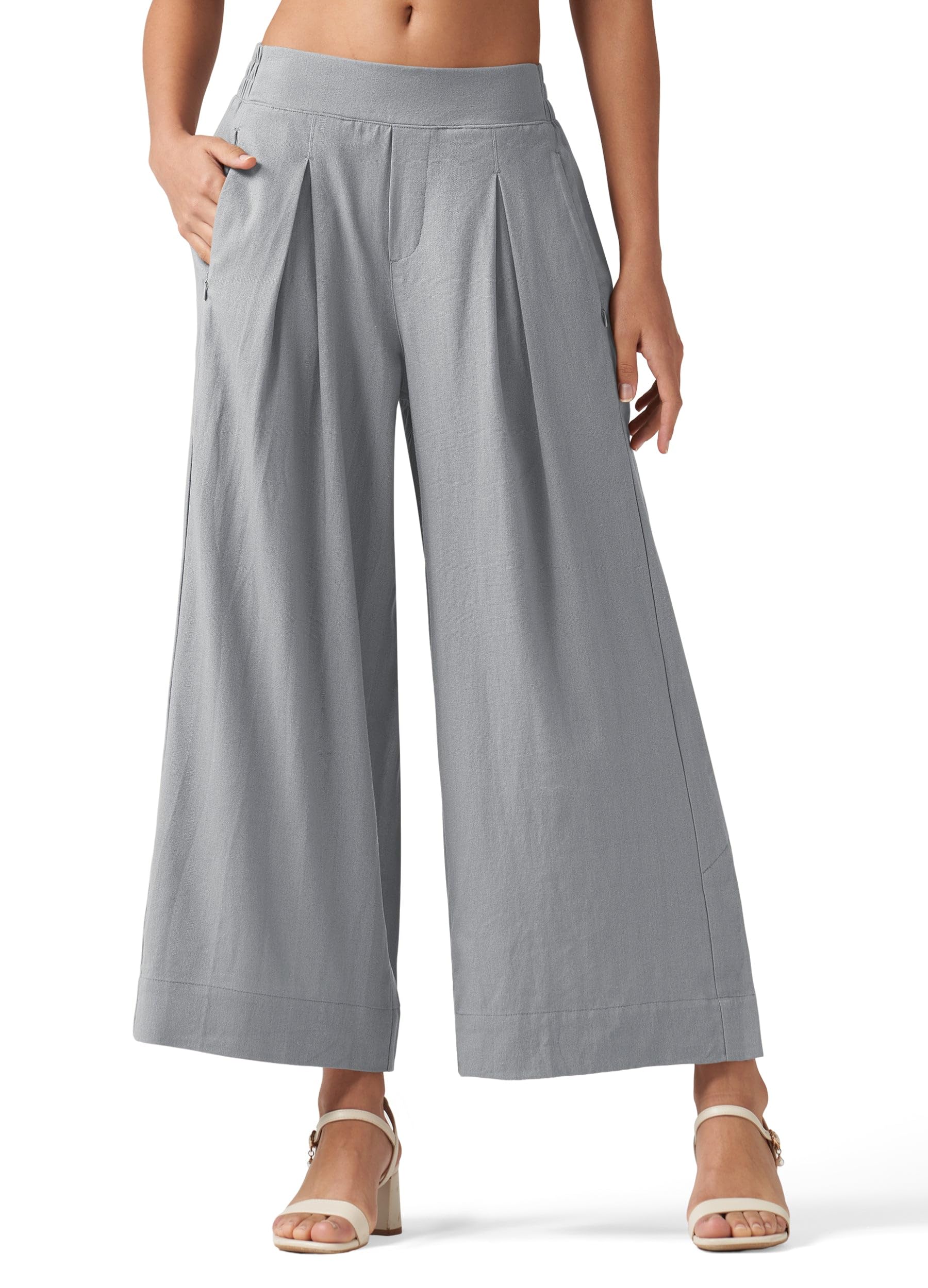 Willit Womens Linen Pants Wide Leg Casual Beach Summer Pants Palazzo Lounge Pants with Pockets