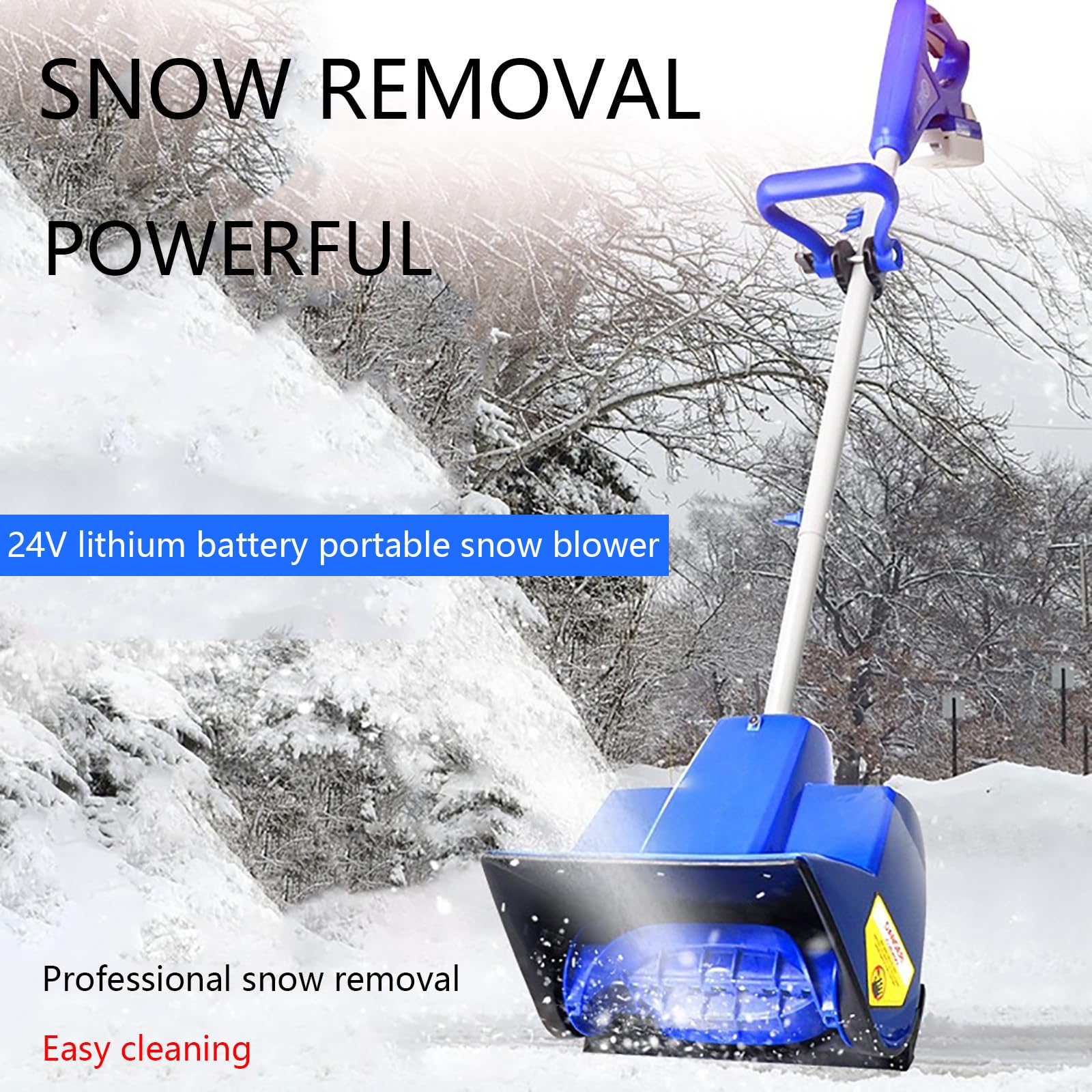 Pala da Neve elettrica Senza Fili, Larghezza 28 cm, spazzaneve a Batteria, con 2 batterie e caricabatteria rapido