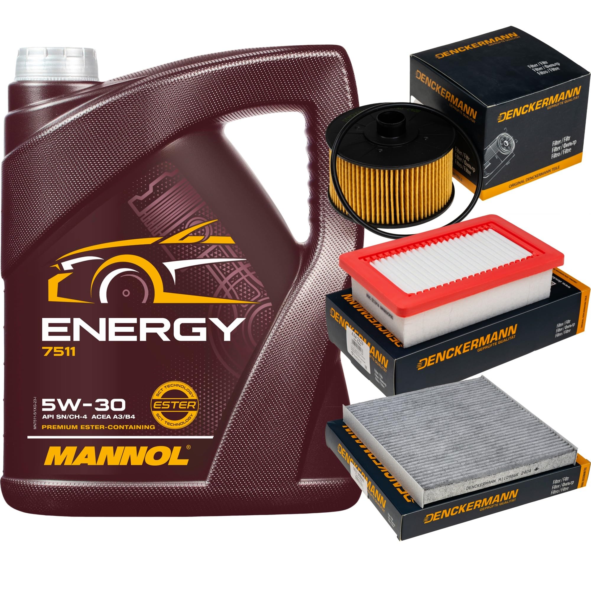 Pacchetto di ispezione pacchetto di manutenzione filtro con Energy 5W-30 5L, filtro olio, filtro aria, filtro ai carboni attivi, filtro abitacolo