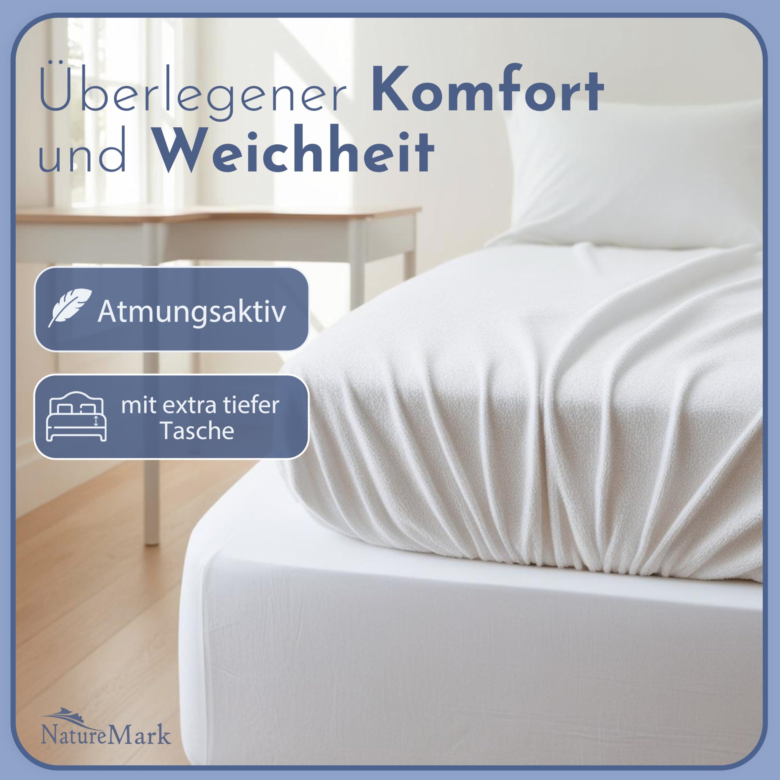 NatureMark 2-pak frotte prześcieradło z gumką, na przytulnie miękkie noce, dostępne w wielu rozmiarach i kolorach, 200 x 220 cm, kolor: biały
