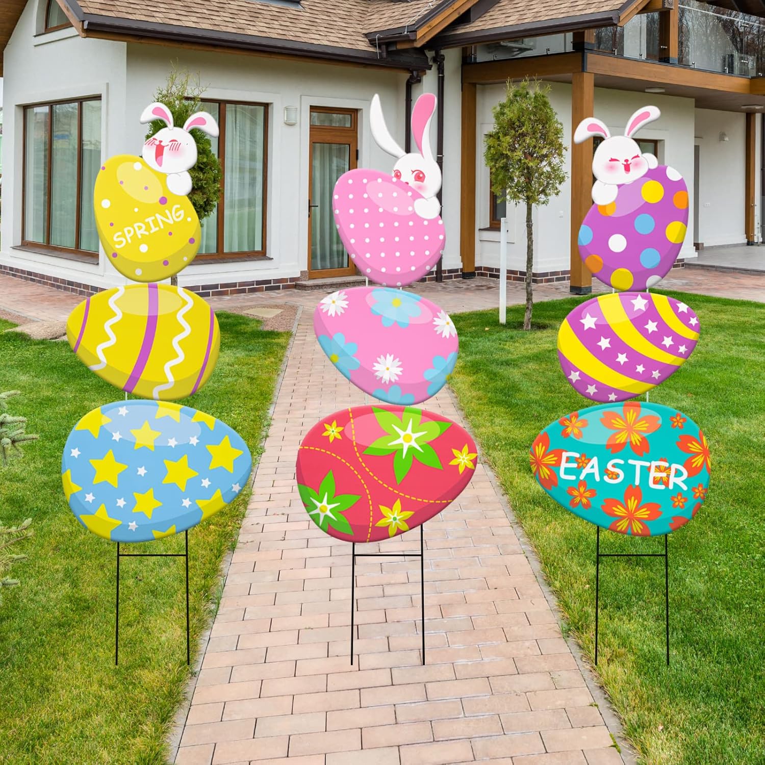 Set of 3 Easter Yard Stakes Easter Garden Stakes Outdoor