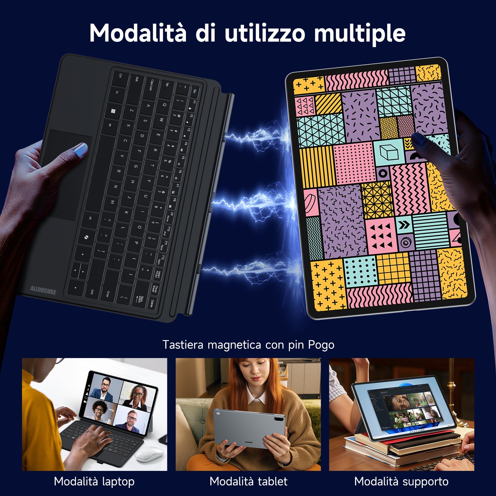 ALLDOCUBE Tablet 2-in-1 da 13 pollici con Tastiera e Stilo, Laptop Win 11 Home Intel Core Ultra 5 125H, PC Touchscreen 16GB RAM+1TB SSD, Display 2,5K, PD 65W, WiFi 6, QWERTY