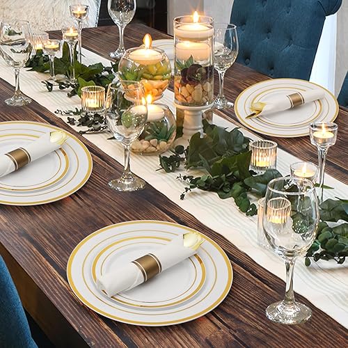 Miniatura 6 de Goodluck Juego de 175 platos de Navidad para 25 invitados, platos de Navidad desechables para fiestas, incluye 25 platos llanos, 25 platos de