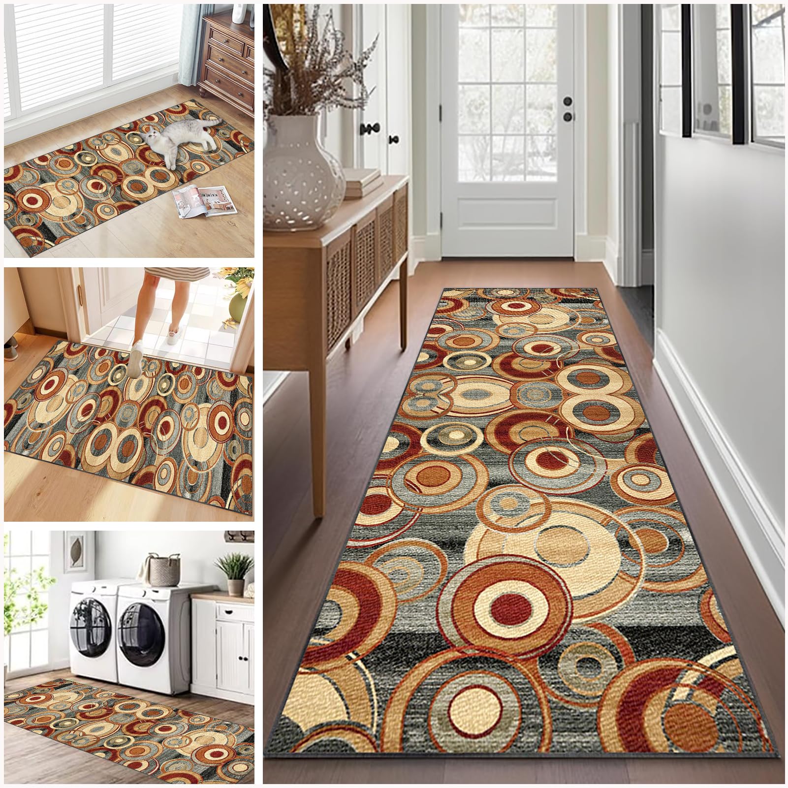Tapis de Couloir Antidérapant 90 x 120 cm Tapis de Passage Long Moderne Tapis Cuisine Absorbant Devant Evier Tapis de Porte Paillasson d'Entree Interieur Long pour Couloir, Cuisine, Salon Chambre