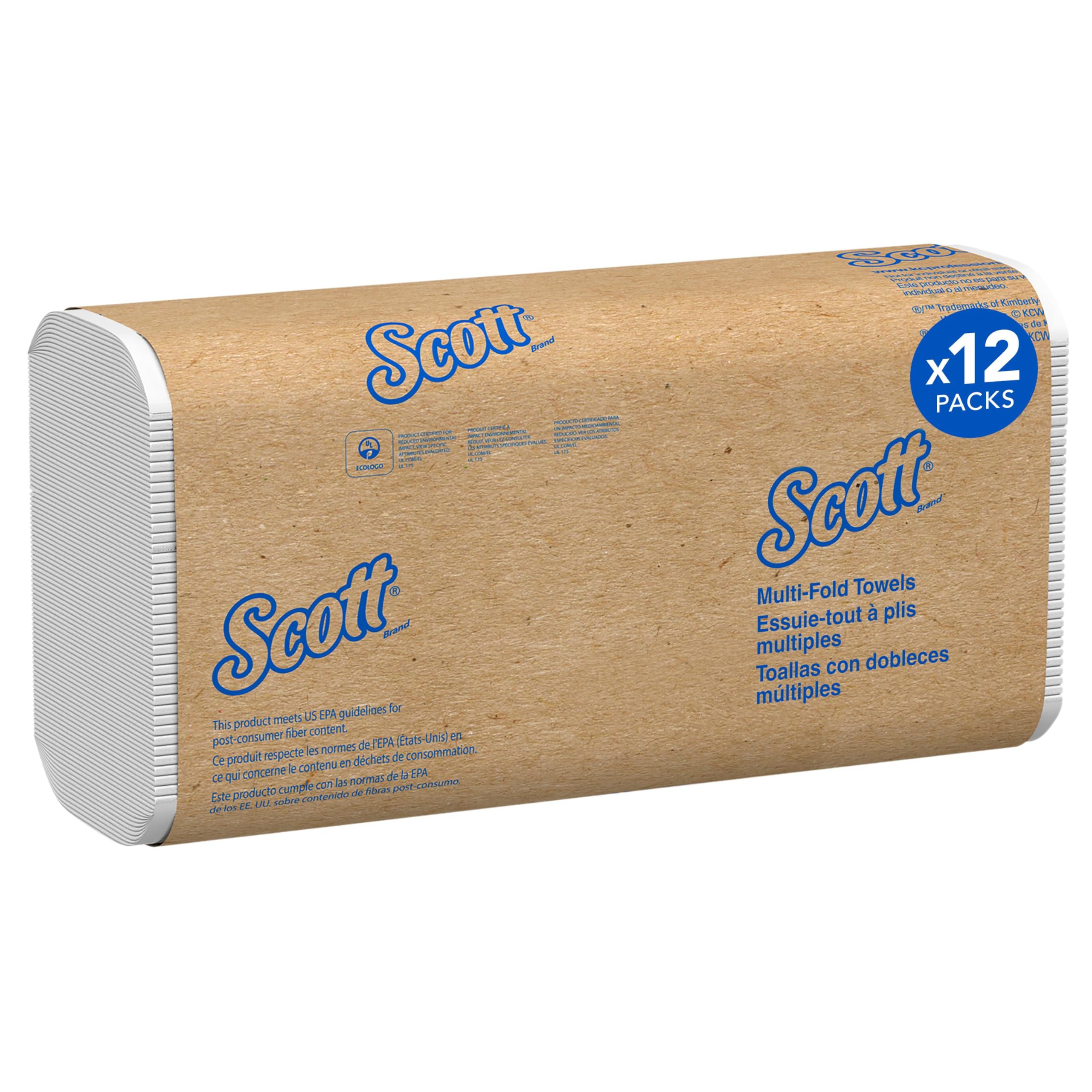 Scott Professional Universal Multifold Paper Towels, Bulk (03650), Absorbency Pockets, White, 9.2"x9.4" Towel, White, Compressed, Compact (250 Sheets/Pack, 12 Packs/Case, 3,000 Sheet Total)