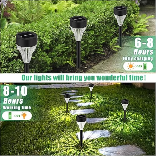 Miniatura 3 de Luces solares para camino, paquete de 8 luces LED impermeables para exteriores, luces solares de jardín de encendidoapagado automático para patio,