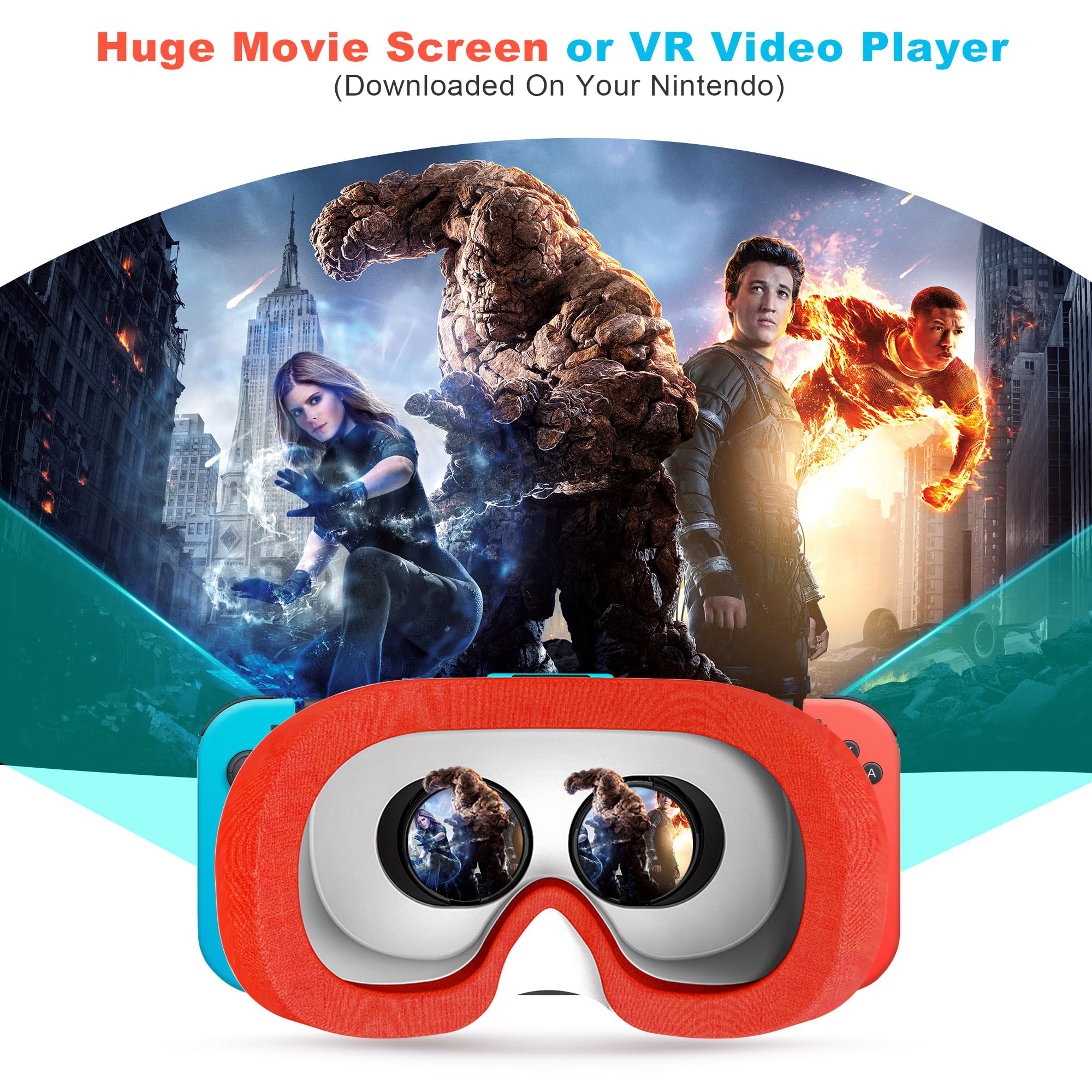 VR-Headset für Nintendo Switch & OLED-Modell, verbessern Sie Ihre Switch 1/OLED VR-Spiele mit Virtual Reality 3D-Brille, verstellbaren HD-Objektiven und bequemem Kopfband, coole Brillen für Kinder