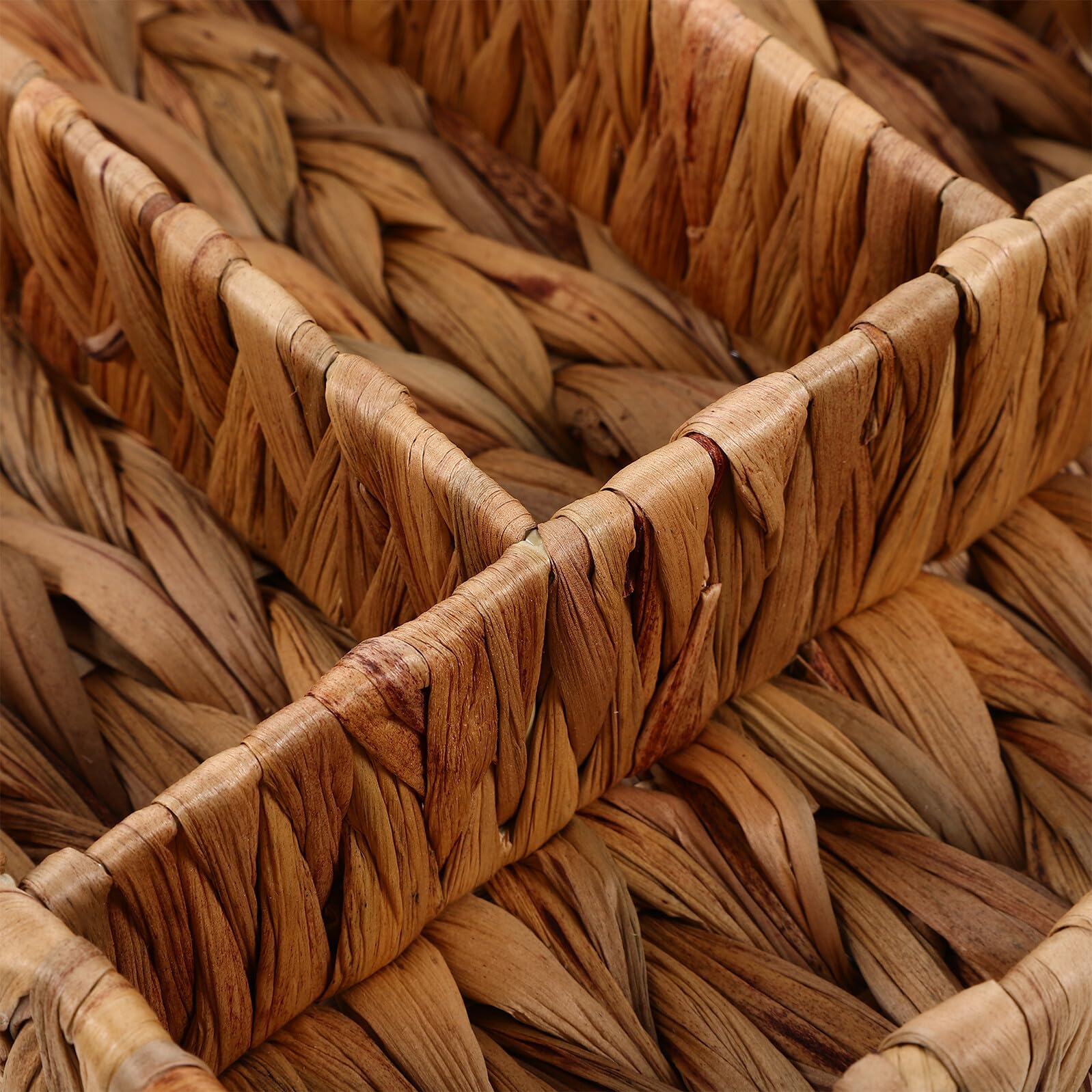 SHINEOFI Organisateur de Tiroir Cuisine en Hyacinthe Tressée et Fer, Panier de Rangement Multifonction Pratique, Facile à Nettoyer pour Ustensiles et Couverts