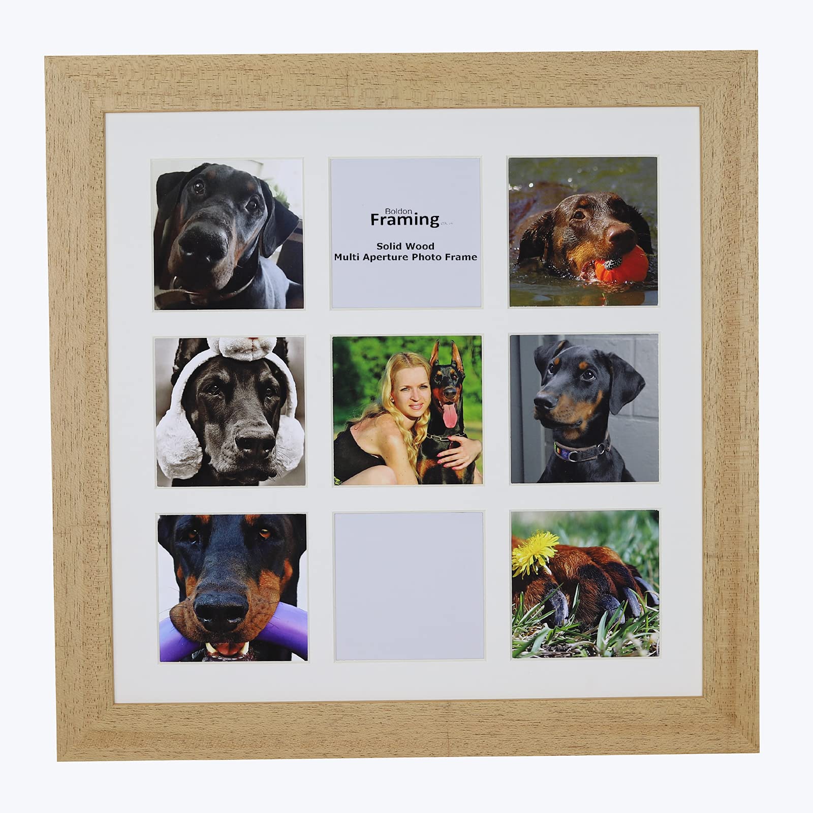 Boldon Framing Oak Real Wood Square Multi Aperture Photo Picture Frame Instagram Wide Collage