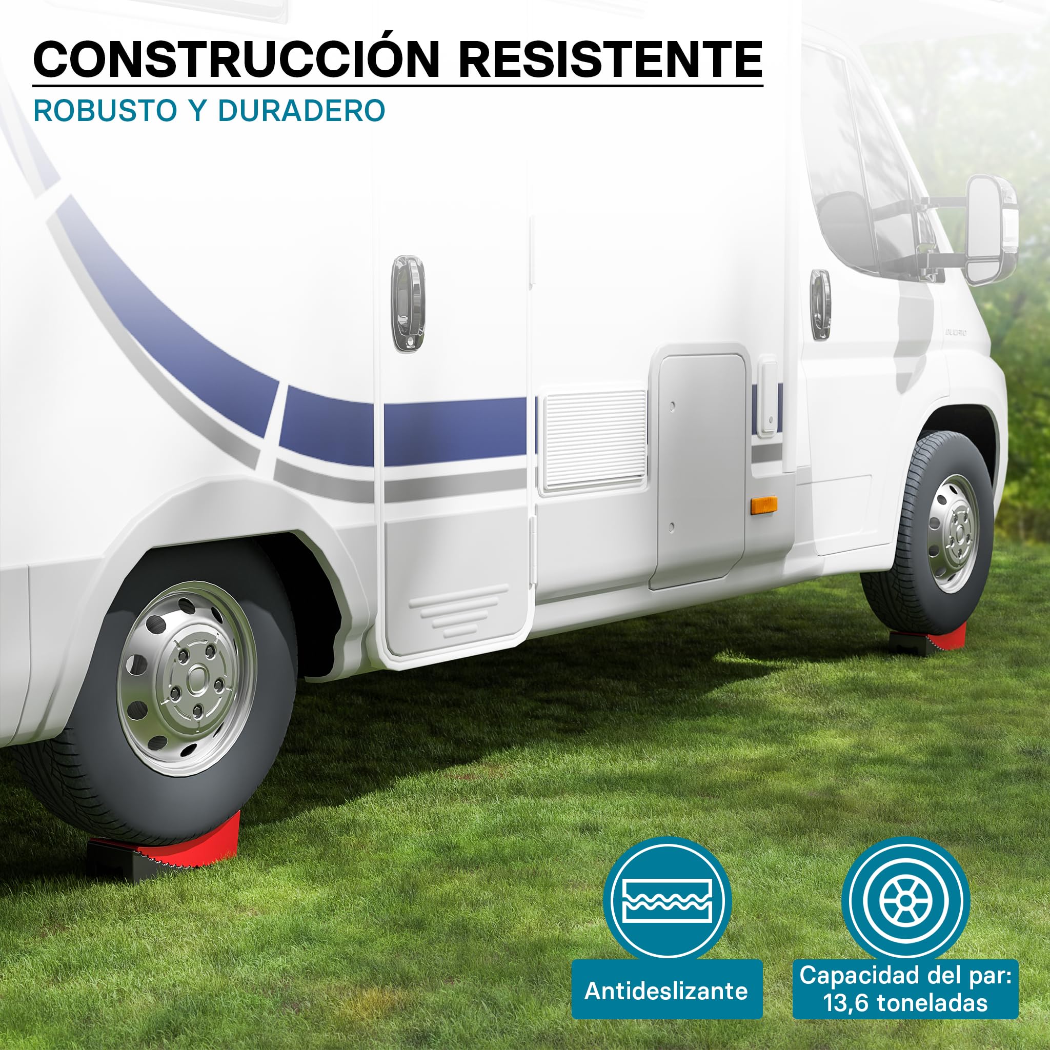XPOtool Cuña redonda con nivel de burbuja T calzo para autocaravanas y remolques nivelación continua