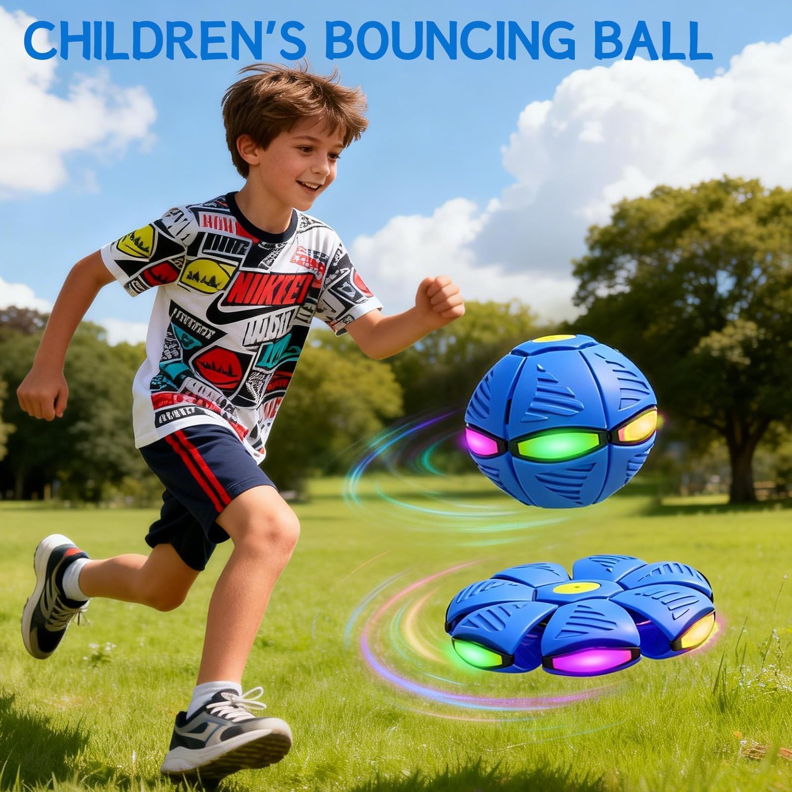 Dongcill Platillo Volador mágico, Nueva Bola mágica de 2026 con 6 Luces, platillo mágico de Doble Forma, Pelota saltarina para estimular los Reflejos Motores, Juguete para Perros