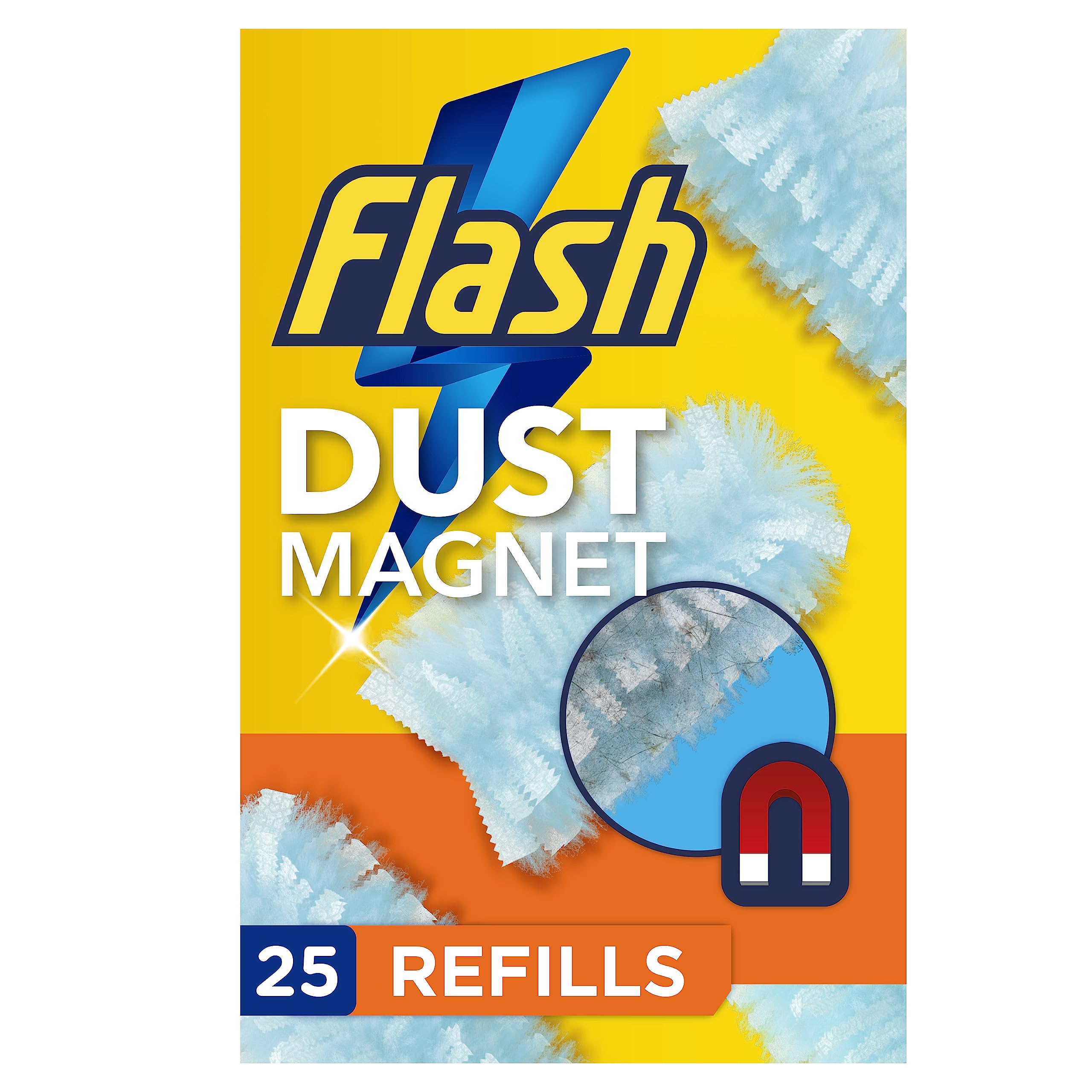Flash Duster Dust Magnet Refills, Trap & Lock Away Dust, Dirt, Hair & Allergens In No Time, 25 Dusters (5x5)