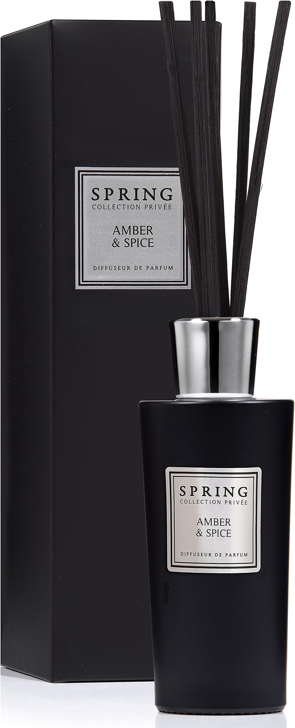 SPRING Private Collection Scented Fragrance Oil Reed Diffuser & Room Freshener | Amber & Spice 6.1 oz for Home