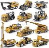 12 Pack Diecast Construction Vehicle Toys for Kids, Mini Alloy Engineering Truck Includes Digger, Tractor for Cake Toppers, Toddler Car Toy,Model Birthday Christmas Party Gifts for Boys Girls,Yellow