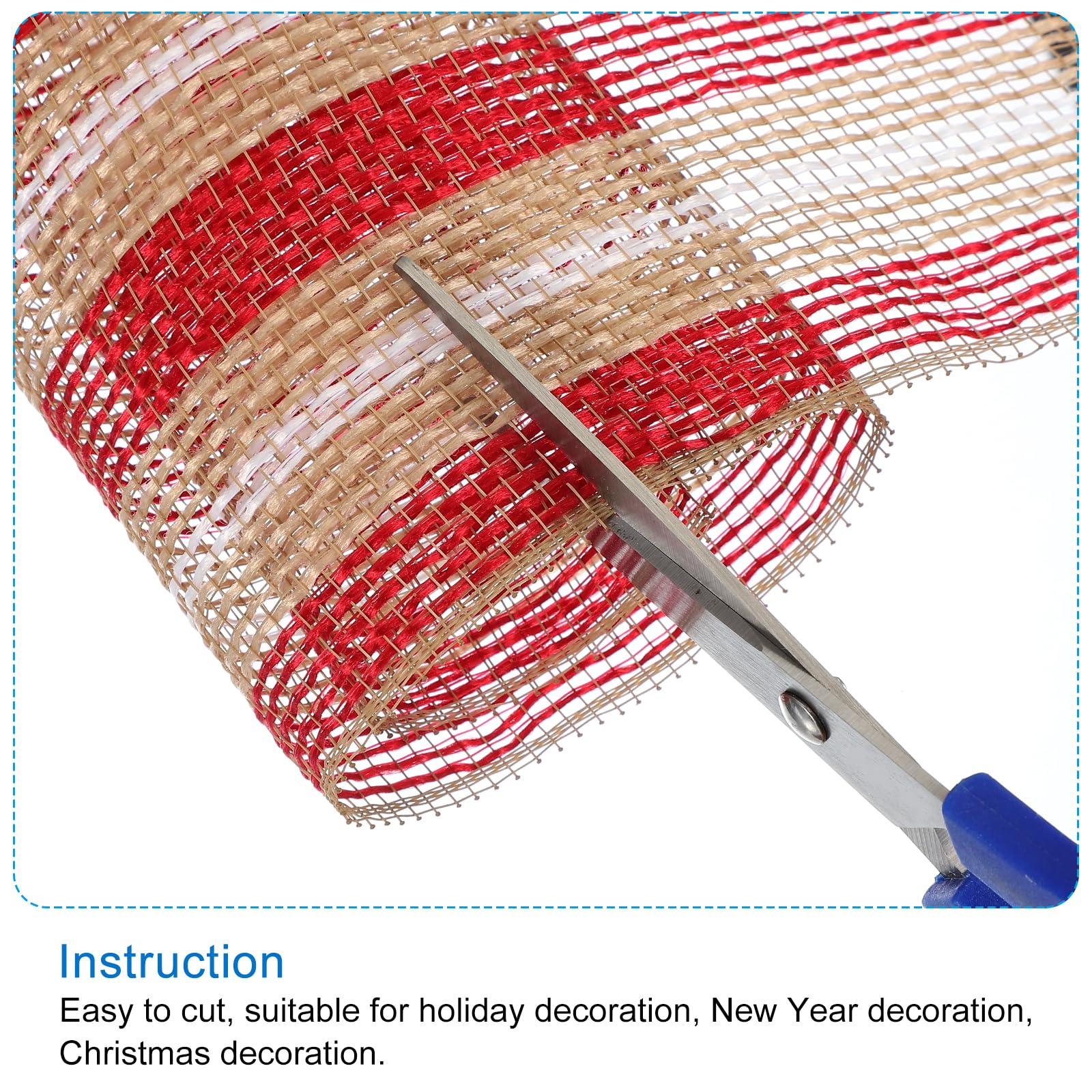 PATIKIL Decorative Mesh Ribbon, 10 Inch x 10 Yard Mesh Ribbon Roll Foil Metallic for Christmas Tree Wreath Decoration Red/White - Image 4