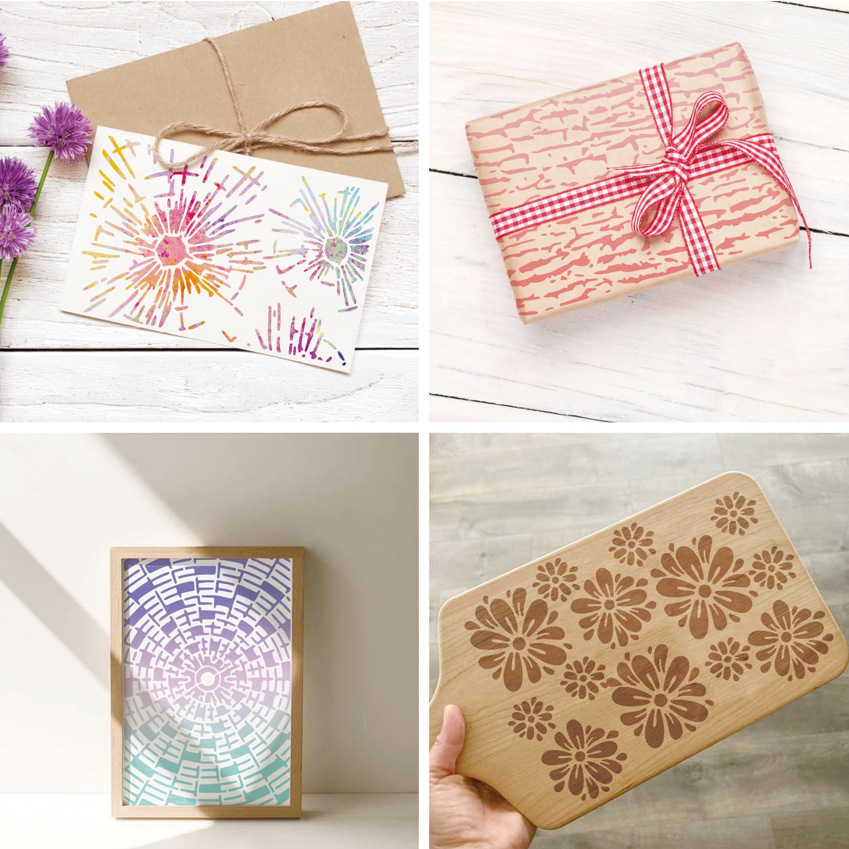 Pochoir Pour Peinture Murale 16-Piece Plastic Stencil Set, Abstract Layer  Stencil, Reusable Gold Paint, image size:1650x1650