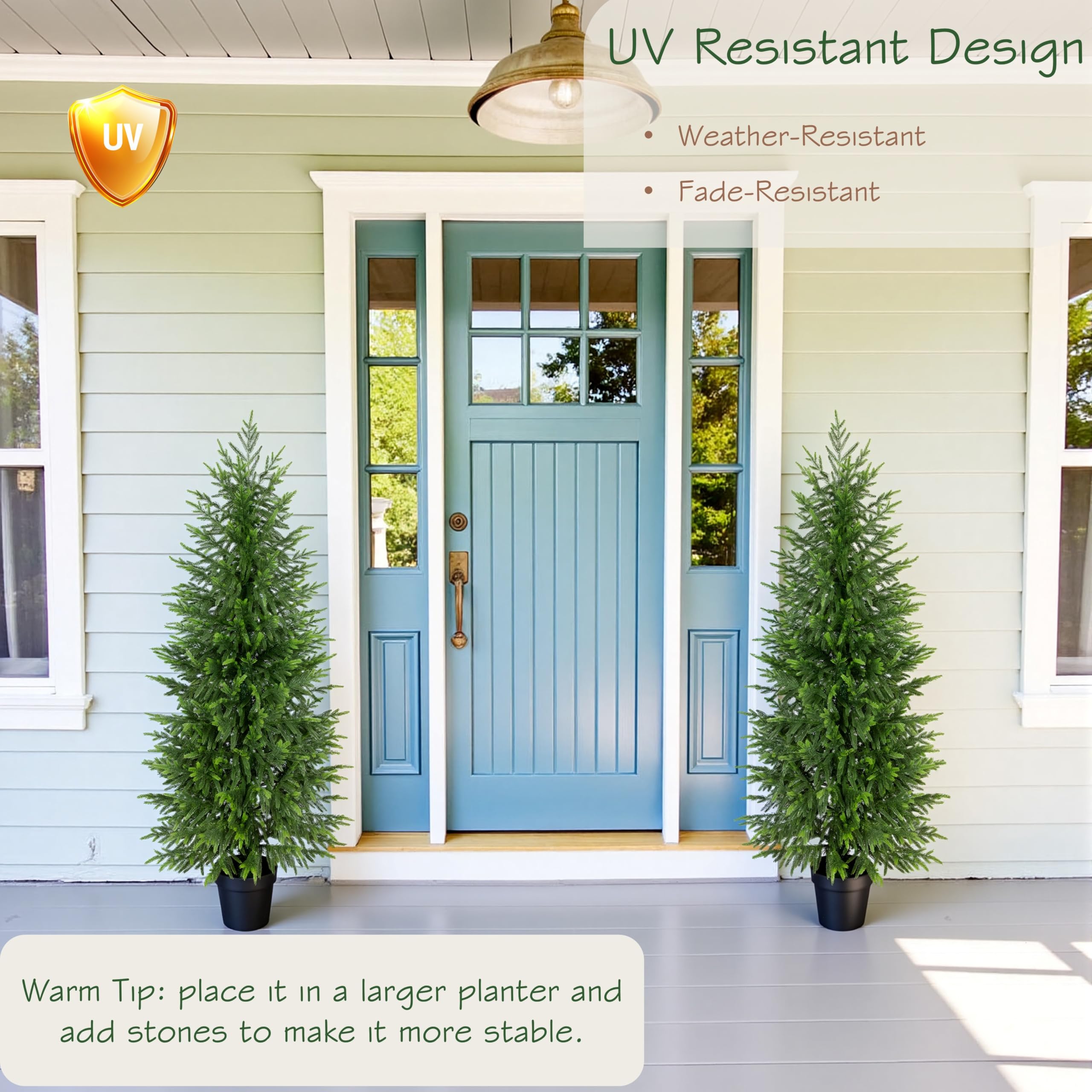 bellacat 150 cm UV-beständiger künstlicher Norfolk-Tannenbaum, mit weichen, realistischen Blättern. Ideal für Terrasse & Weihnachtsdeko. 2pcs