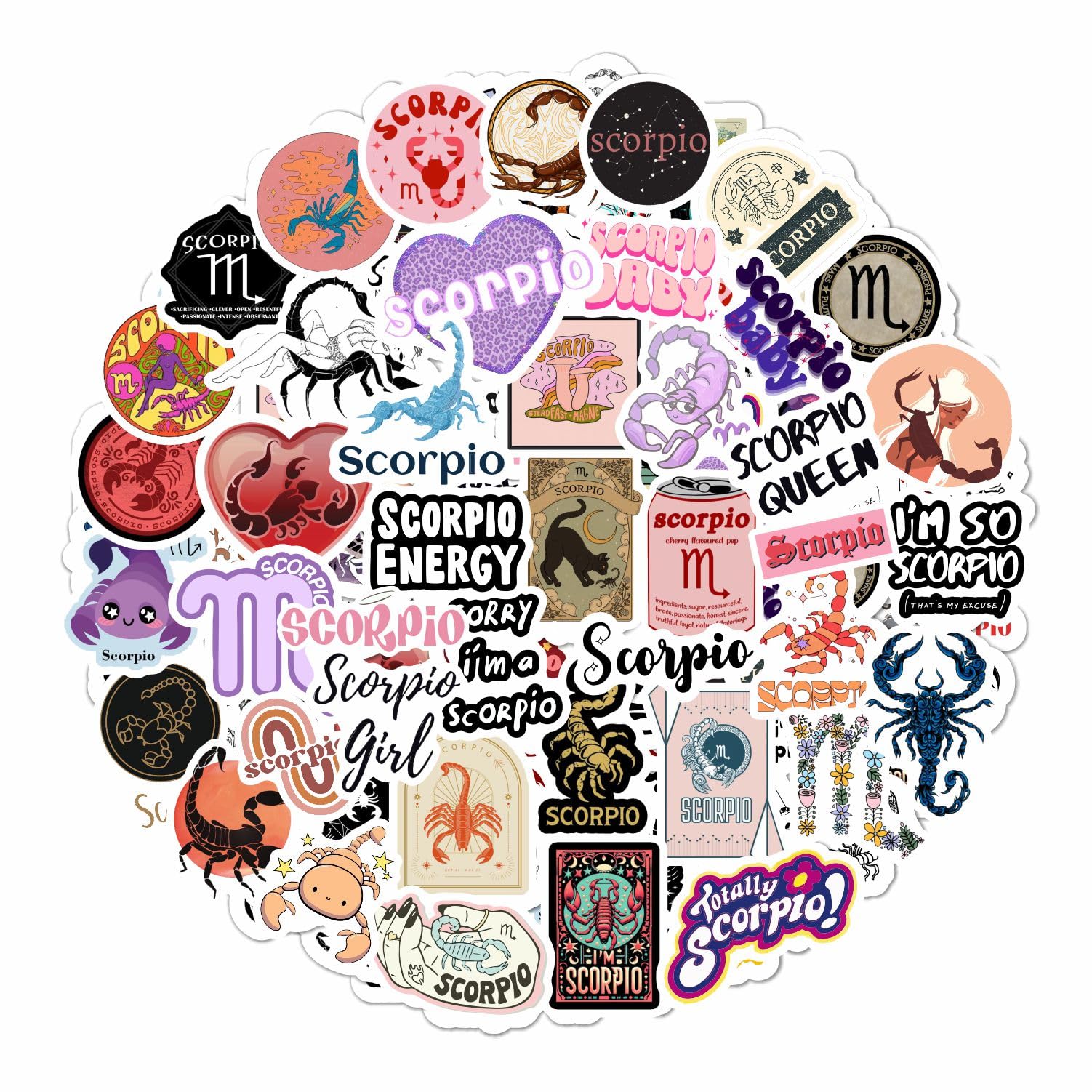 100Pcs Laptop Stickers Scorpio (Zodiac) for Water Bottle and Laptop - Scorpio Party Favors &amp; Decorations, Waterproof Vinyl Astrology Decals, Gifts for Women &amp; Men