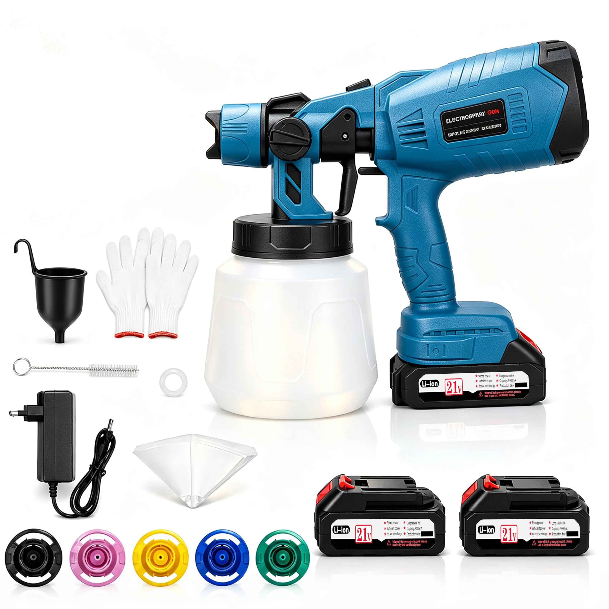 Cordless Paint Sprayer, 1400ML Electric Spray Gun with Dual Batteries