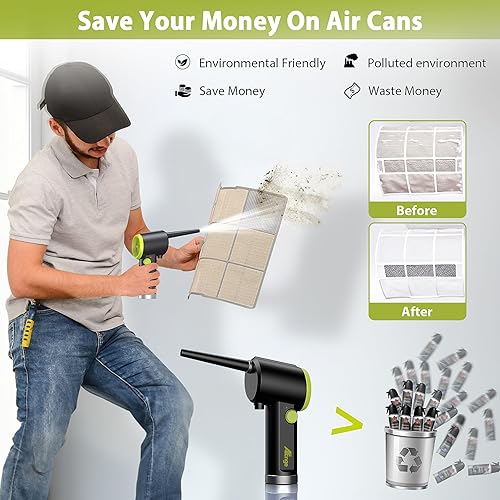 Miniatura 3 de Plumero de aire comprimido plumero de aire eléctrico de 41000 RPM plumero de aire inalámbrico de mano motor de velocidad continua soplador de aire