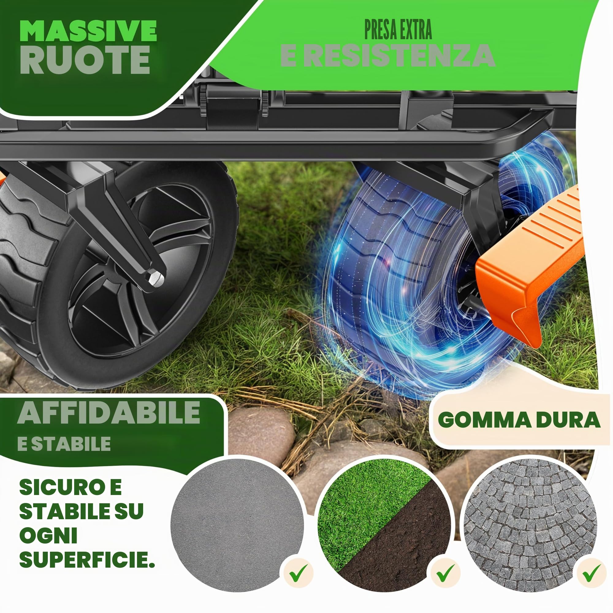 KESSER® Carrello pieghevole GT9000 con tetto | Carrello di trasporto max. portata 150 kg con ruote in gomma dura e freni anteriore/posteriore | Include serratura, copertura