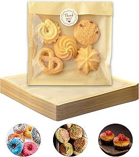 100 PCS Cookie Packaging Bags with Seal, JINLIFA 5.7x6.5 Inch Baked Goods Packaging with Window, Heat Sealable & Grease Resistant Individual Cookie Bags Sleeves for Brownie, Donut, Treat, Cake Scone