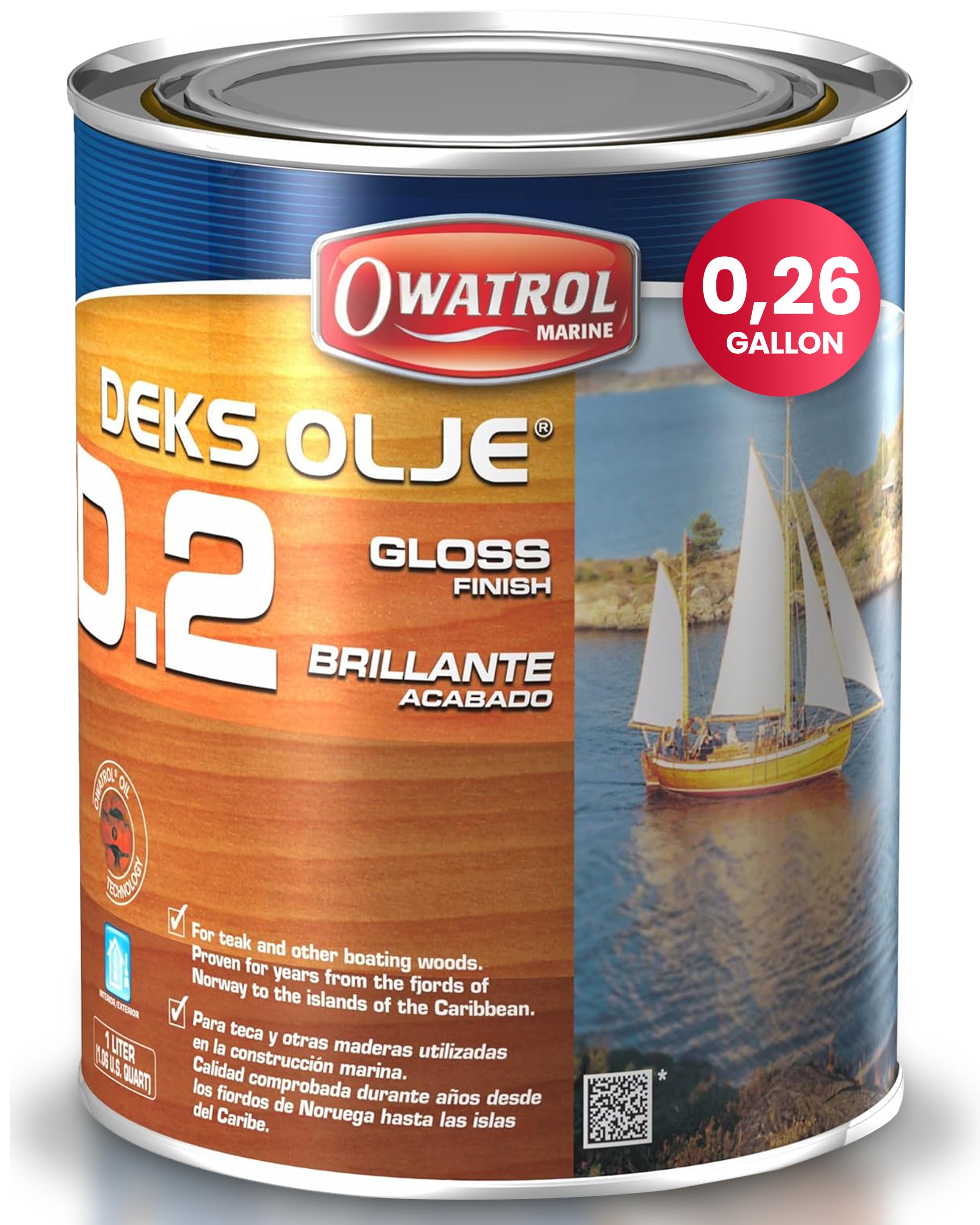 OWATROLDeks Olje D2 – 1,06 US Qt - Marine Varnish for Wood & Exterior Metal Surfaces – Rust Inhibitor & Paint Conditioner – Protects Hulls, Tanks & Railings on Boats – High Gloss Varnish Finish