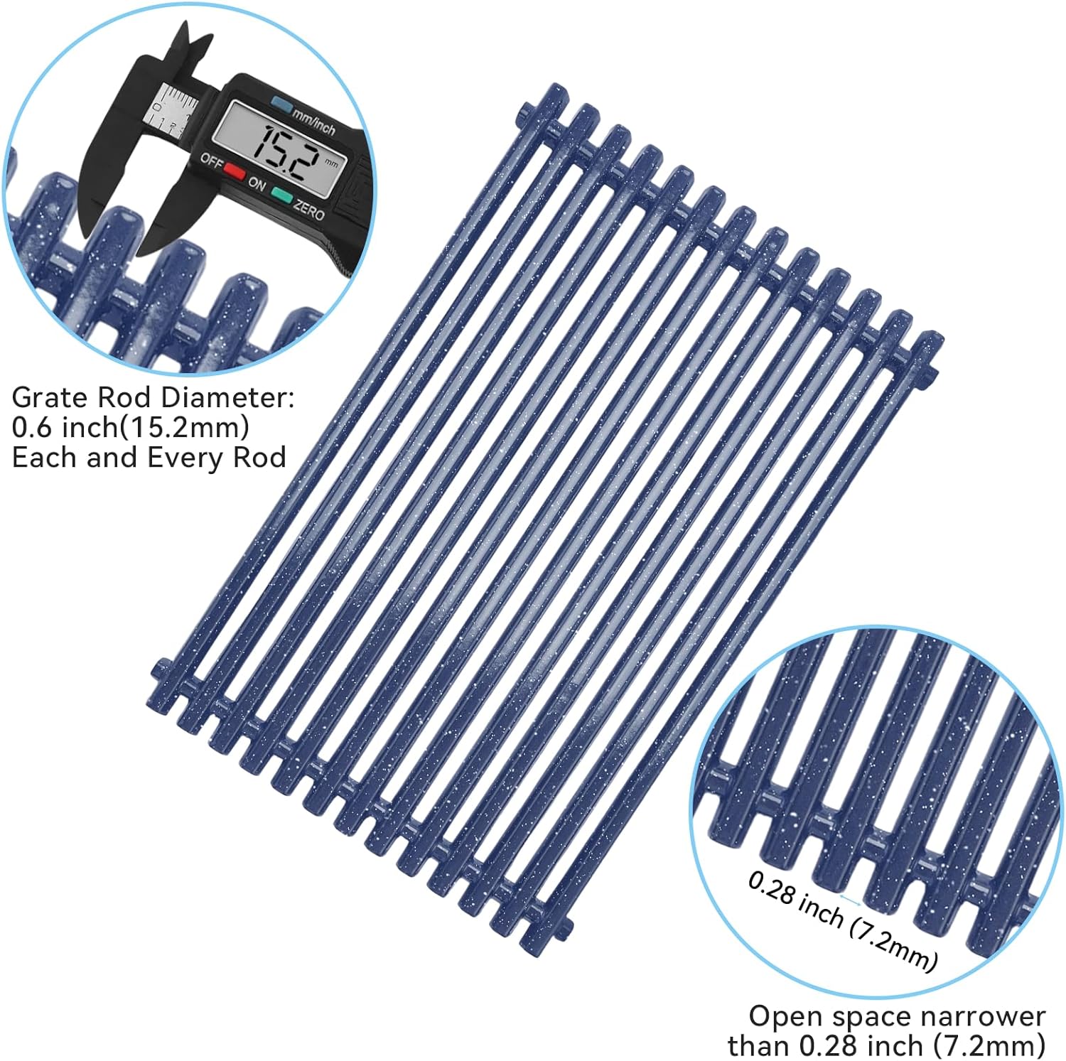 17.4" Porcelain Steel Grill Grates 7525 and 15.3" Porcelain Enameled Steel Flavorizer Bars 7636 Replacement for Weber Spirit 300 Series with Front Control Knobs, Spirit E310 E320 E330 S310 S320 S330
