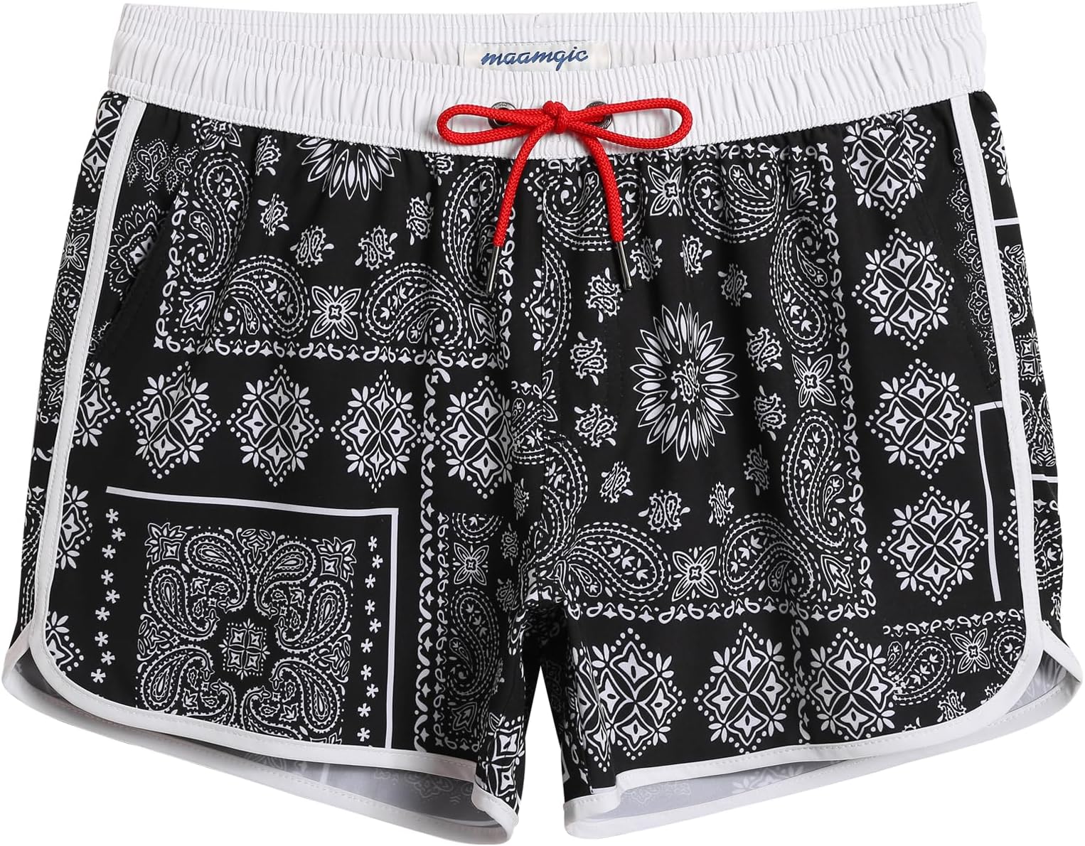 Mens Swim Trunks Retro Swim Shorts 4 Way Stretch with Mesh Vintage 80s 90s Quick Dry Swimsuits Board Shorts