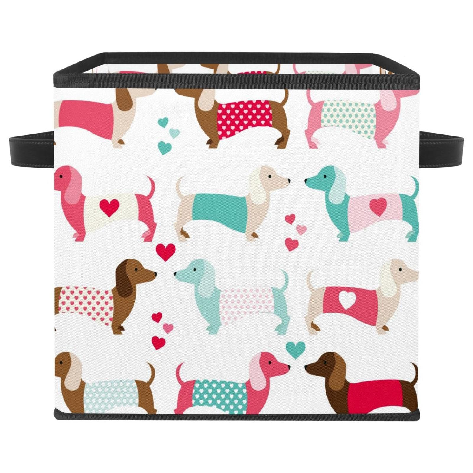 Boîte de rangement pliable motif teckel en tissu pour une maison accueillante