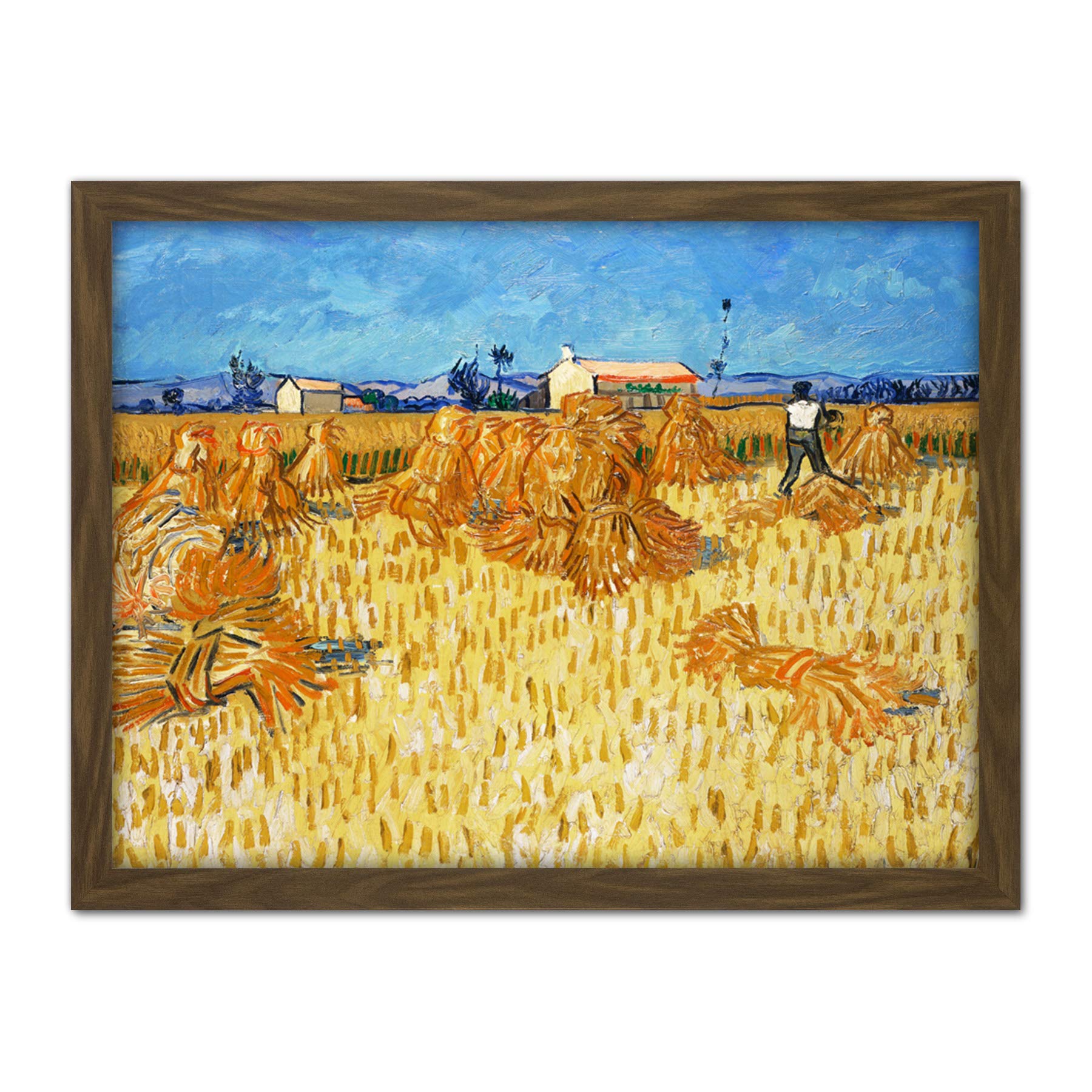 Vincent Van Gogh Corn Harvest In Provence Large Framed Art Print Poster Wall Decor 18x24