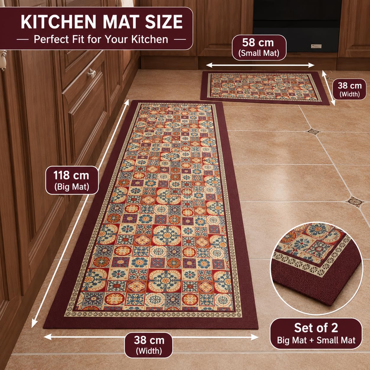 Waterproof Memory Foam Kitchen Mats - Non-Slip -3 Waterproof Memory Foam Kitchen Mats - Non-Slip -3