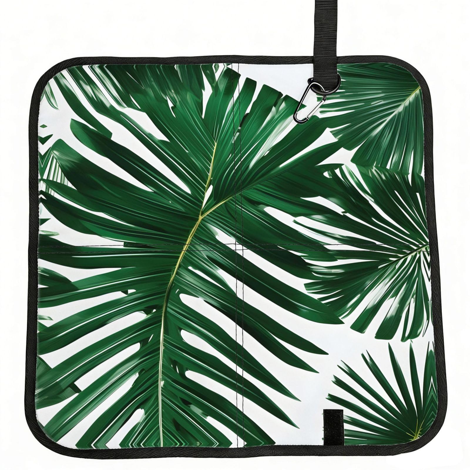YGLHBDPBF Green Palm Leafs Print Camping seat cushion,Foldable Sitting Pads,Save Backpack Space for Hiking