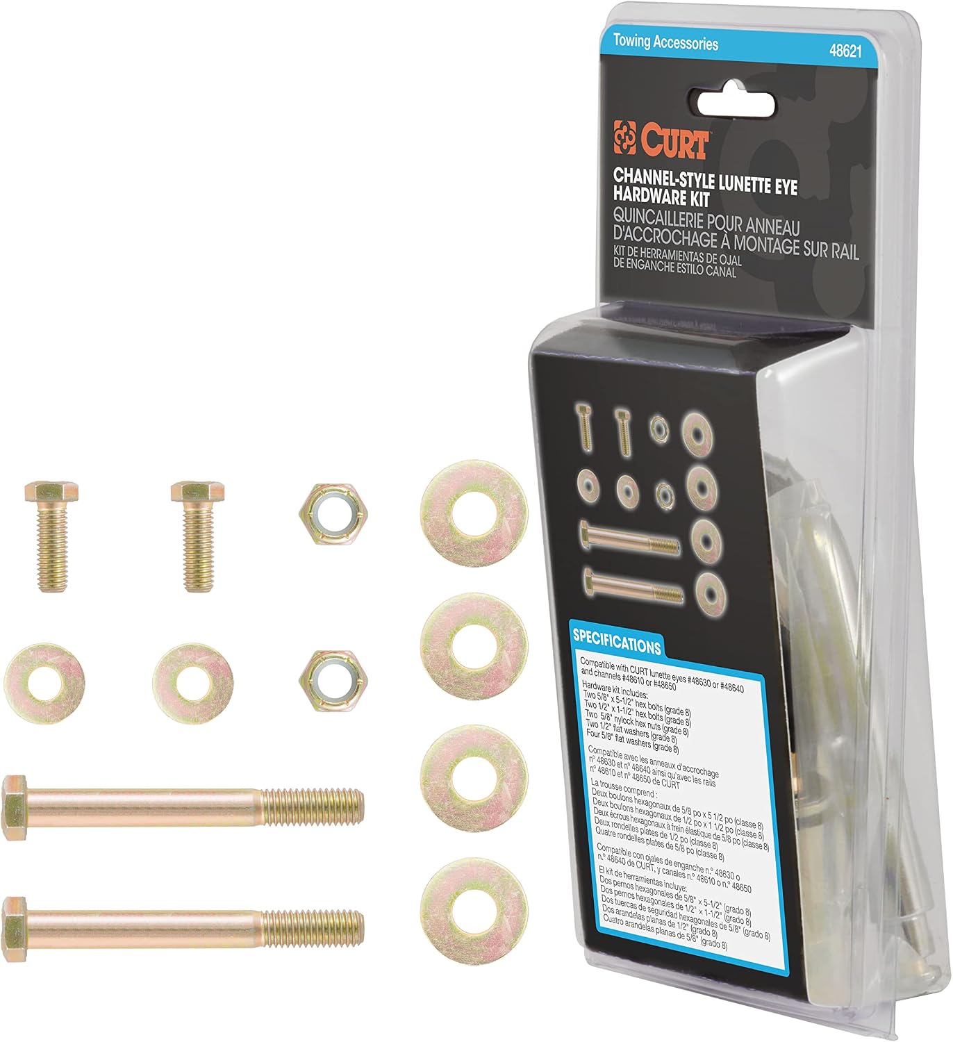 CURT 48621 Pintle Hitch Lunette Ring Hardware Kit, 4 Bolts